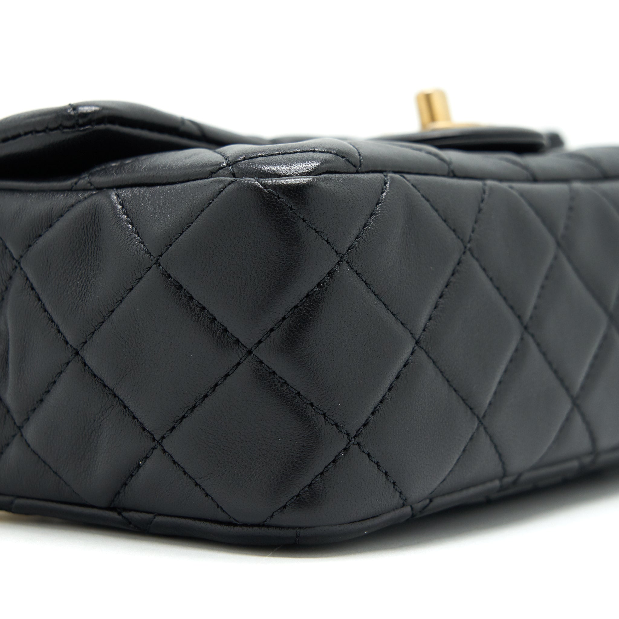 CHANEL PEARL CRUSHED MINI RECTANGULAR FLAP IN BLACK
