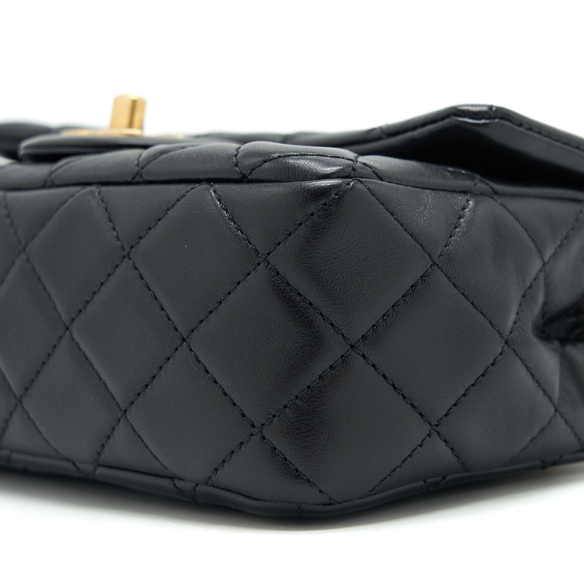 CHANEL PEARL CRUSHED MINI RECTANGULAR FLAP IN BLACK