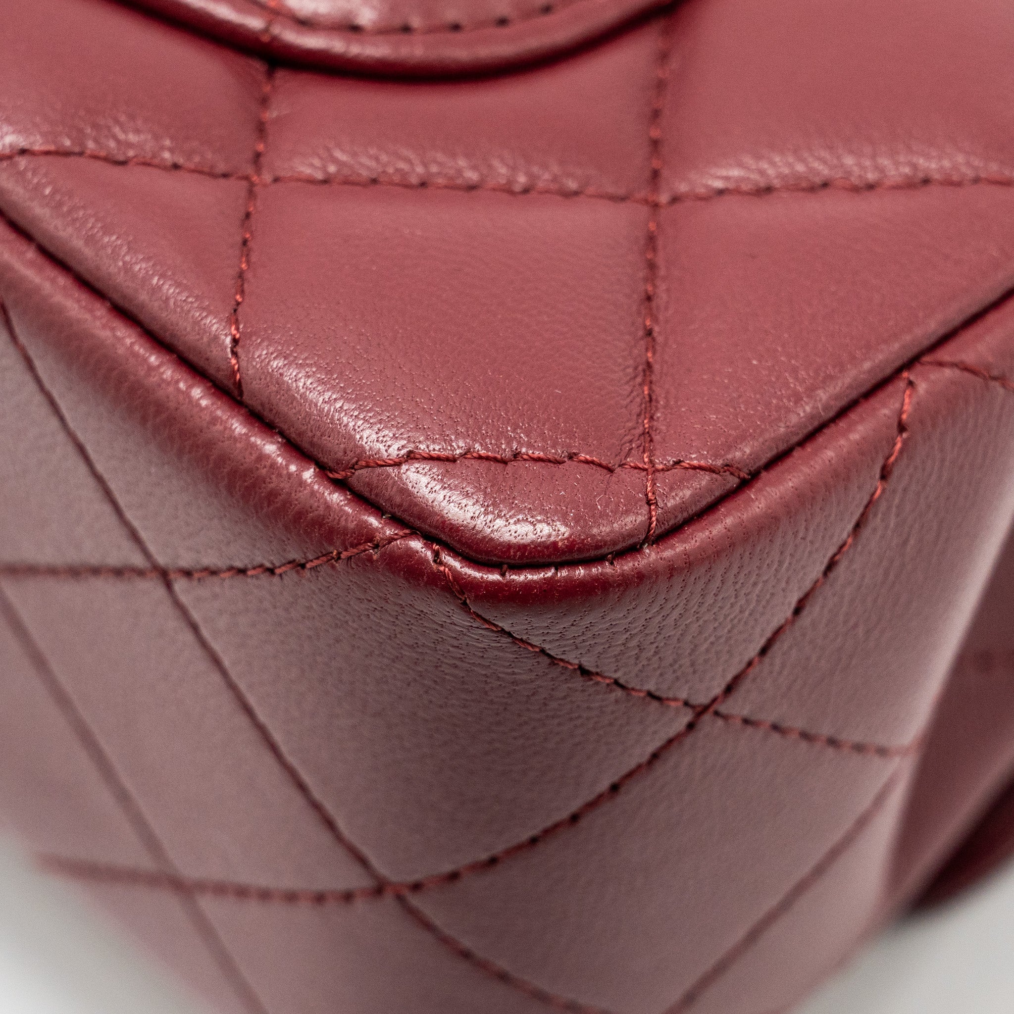 CHANEL TOP HANDLE MINI RECTANGULAR FLAP BAG LAMBSKIN BURGUNDY LGHW (MICROCHIP)