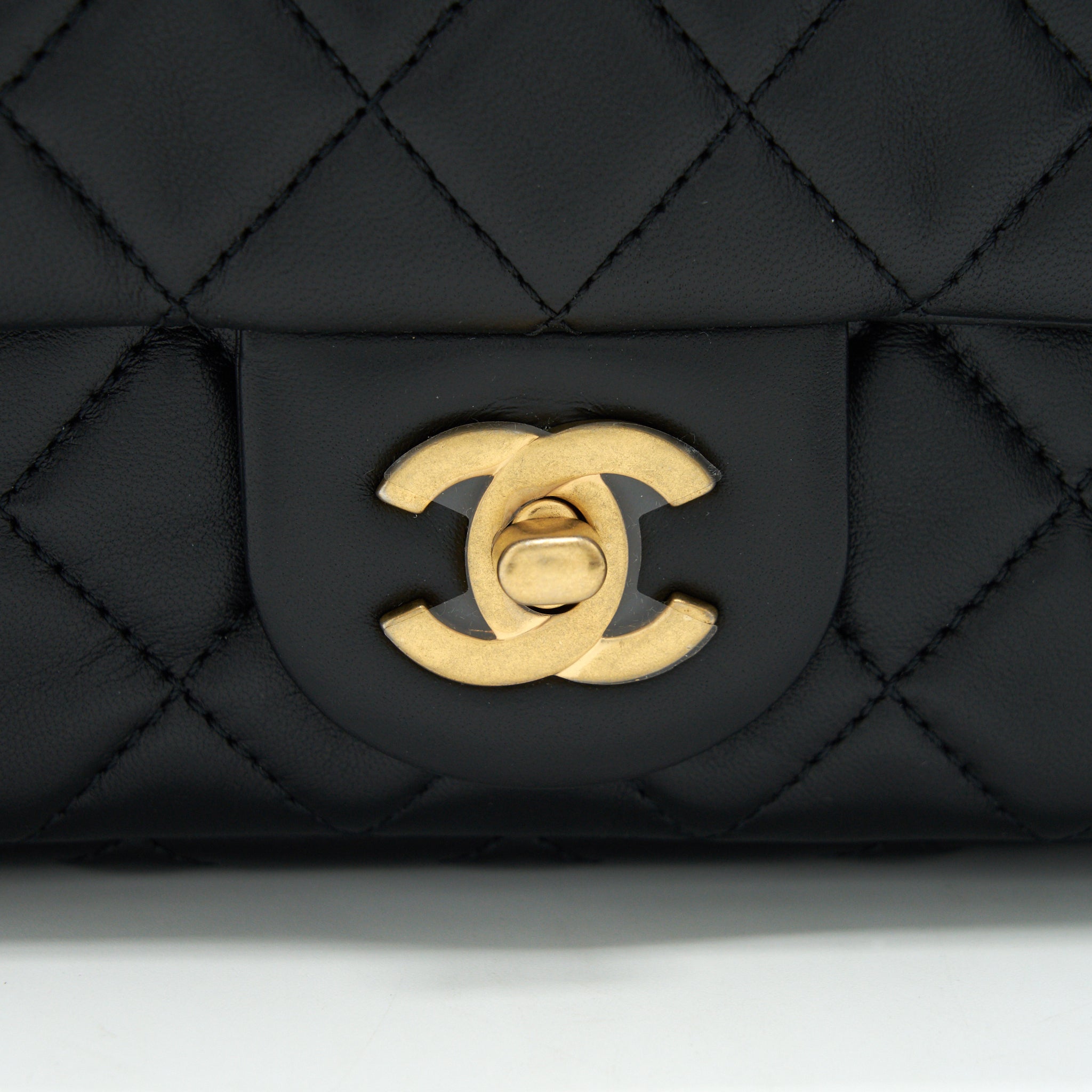 CHANEL PEARL CRUSHED MINI RECTANGULAR FLAP IN BLACK