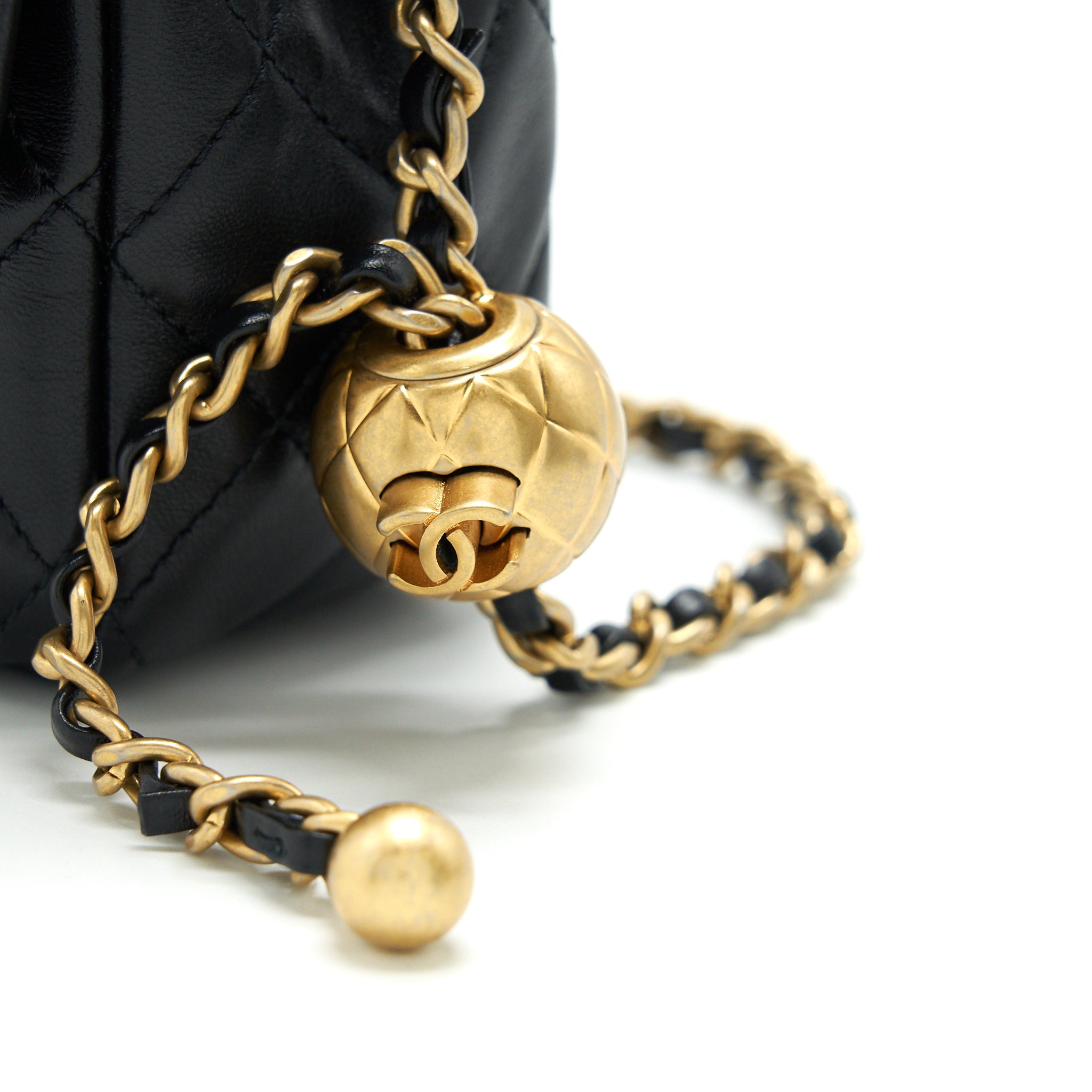 CHANEL PEARL CRUSHED MINI RECTANGULAR FLAP IN BLACK