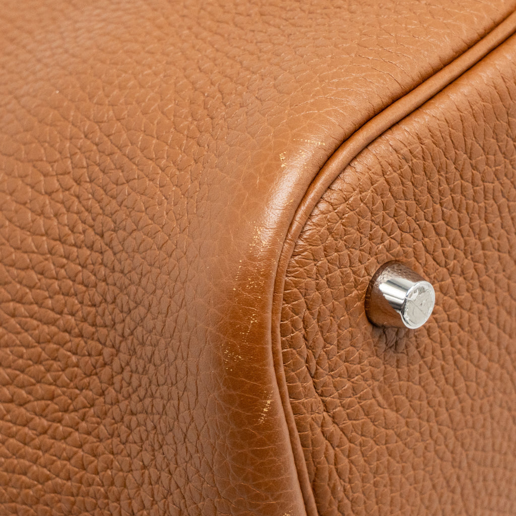 HERMES PICOTIN 22 LOCK BAG CLEMENCE/SWIFT GOLD/BLUE BRUME HANDLE SHW