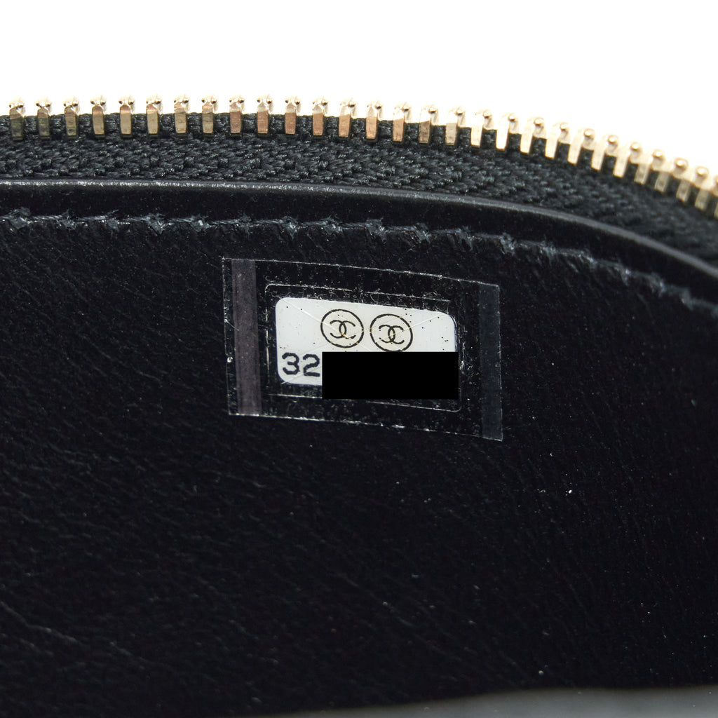 CHANEL 22S LETTER TOP HANDLE LONG VANITY WITH CHAIN LAMBSKIN BLACK GHW