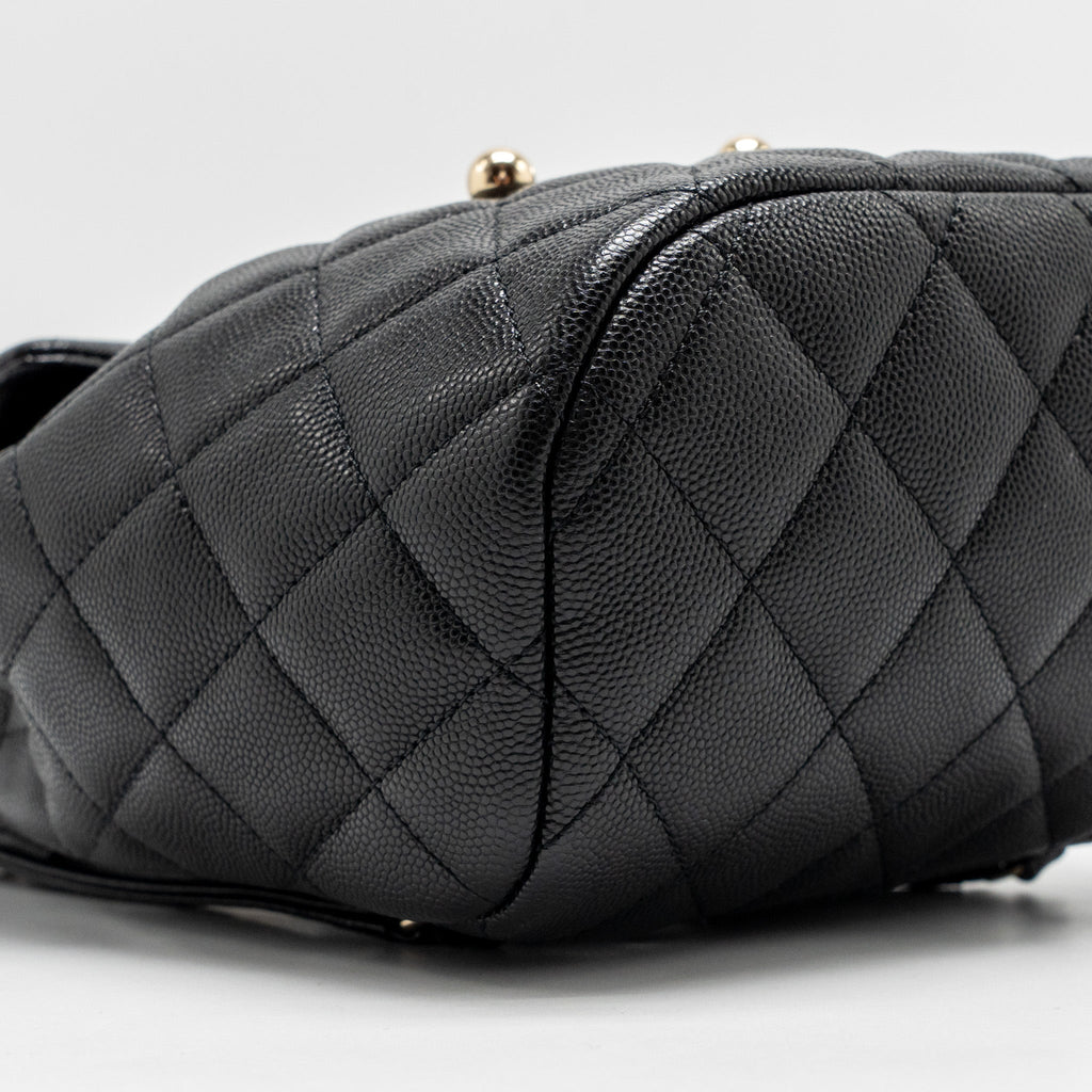 CHANEL QUILTED MINI BACKPACK CAVIAR BLACK LGHW (MICROCHIP)