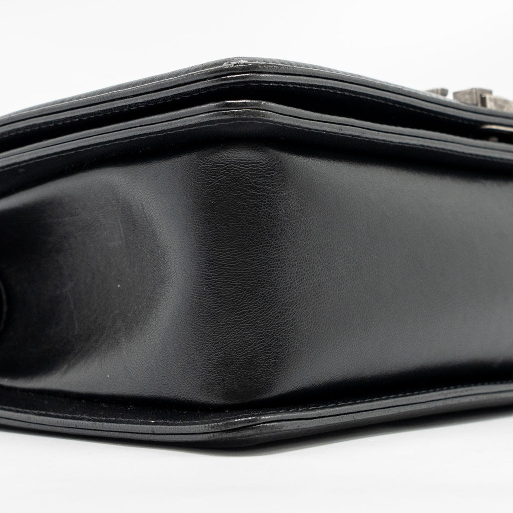 CHANEL MEDIUM BOY BAG LAMBSKIN BLACK RUTHENIUM SHW