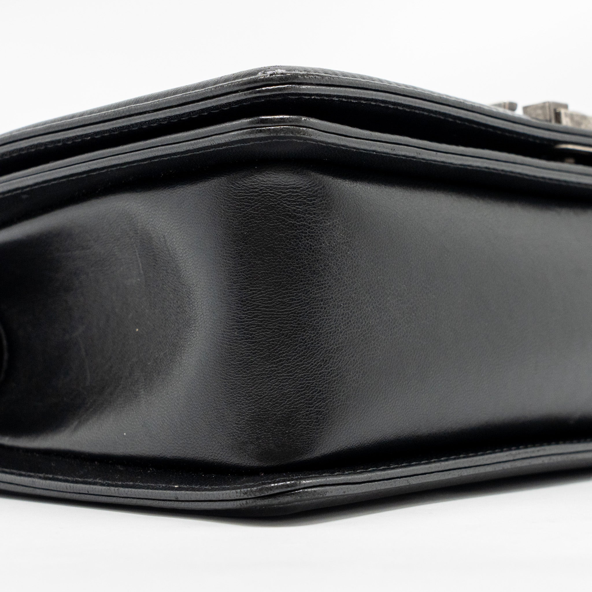 CHANEL MEDIUM BOY BAG LAMBSKIN BLACK RUTHENIUM SHW