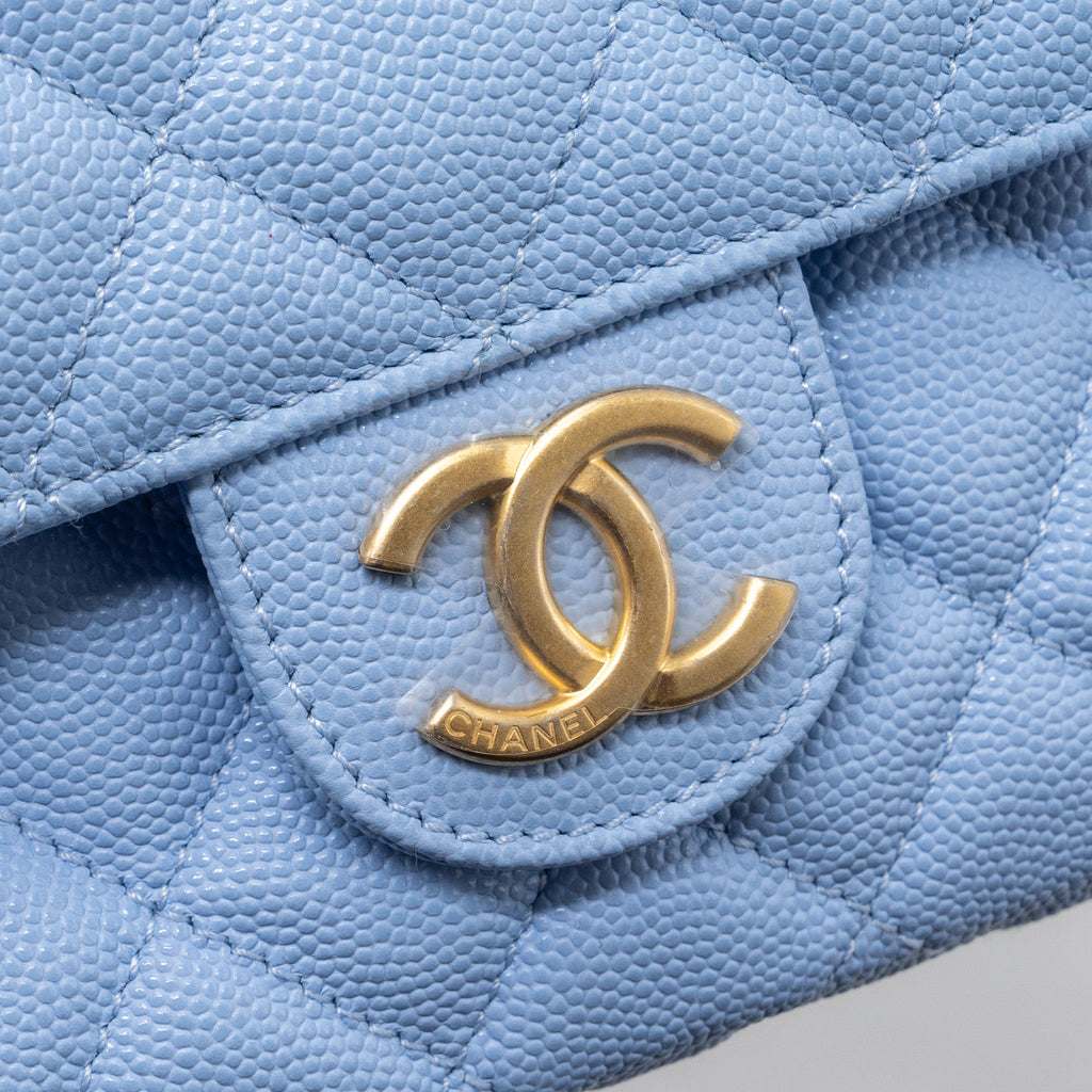 CHANEL 23C SMALL HOBO BAG CAVIAR LIGHT BLUE GHW(MICROCHIP)
