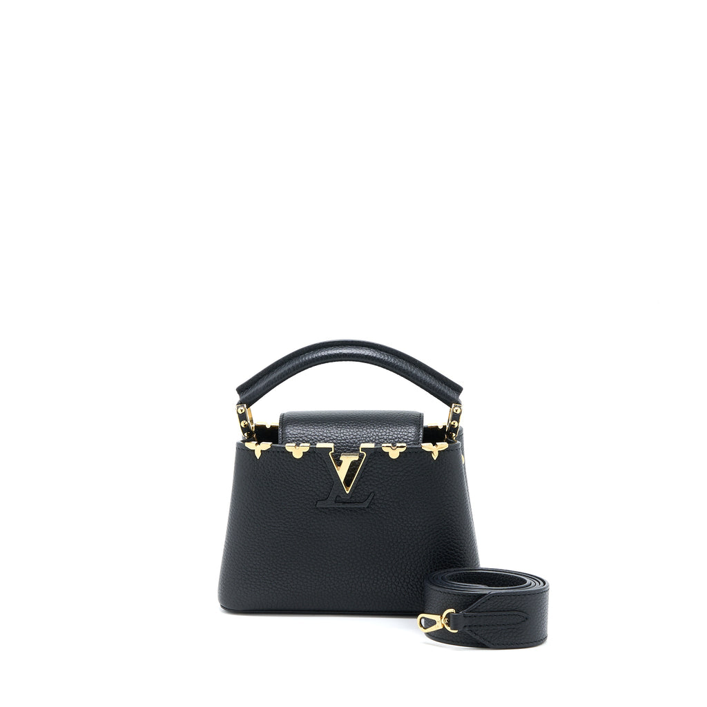 LOUIS VUITTON CAPUCINES MINI TAURILLON LIMITED EDITION BLACK GHW (NEW VERSION)
