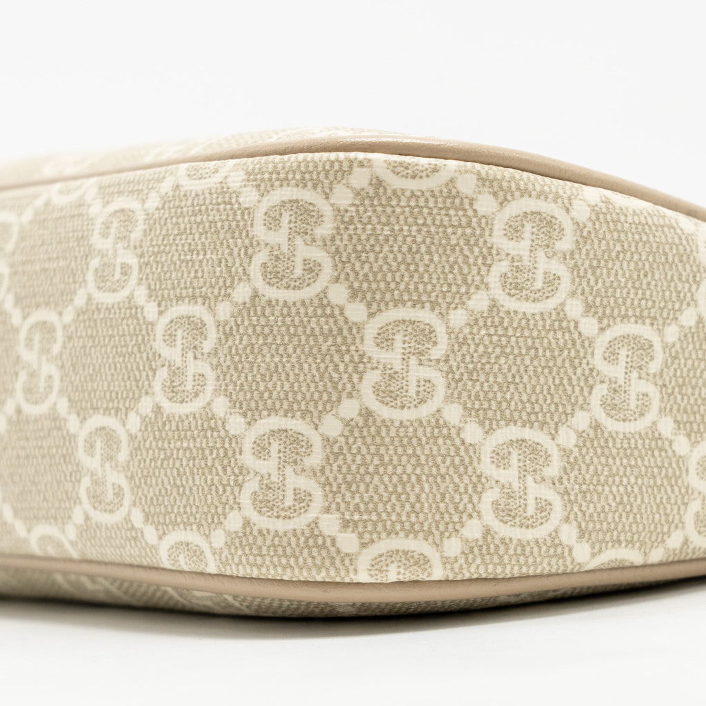 GUCCI OPHIDIA SMALL SHOULDER BAG GG SUPREME CANVAS BEIGE / WHITE GHW