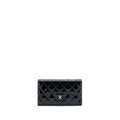 CHANEL CLASSIC FLAP LONG WALLET PATENT BLACK SHW
