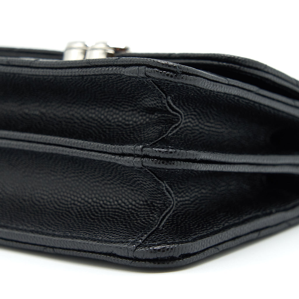 CHANEL 22S GIANT CHAIN TOP HANDLE MINI FLAP BAG CAVIAR BLACK SHW
