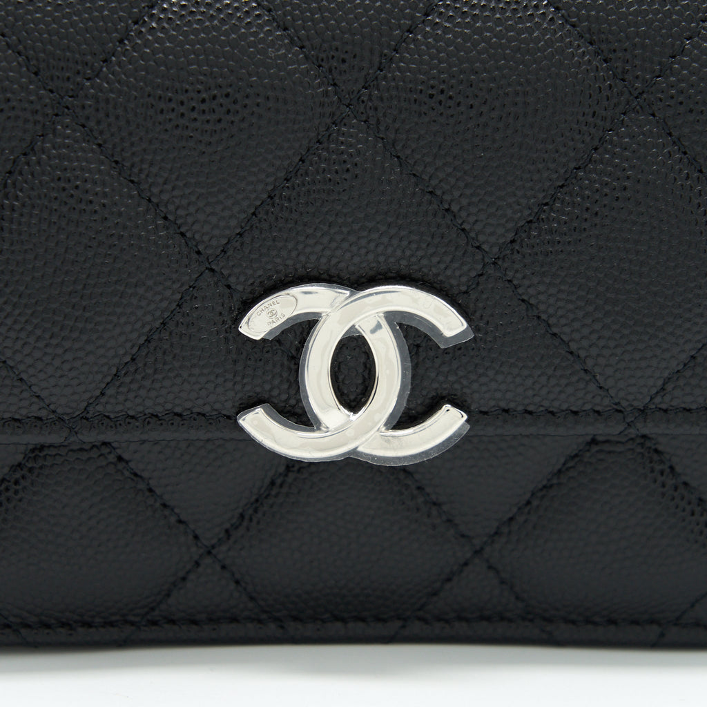 CHANEL 22S GIANT CHAIN TOP HANDLE MINI FLAP BAG CAVIAR BLACK SHW