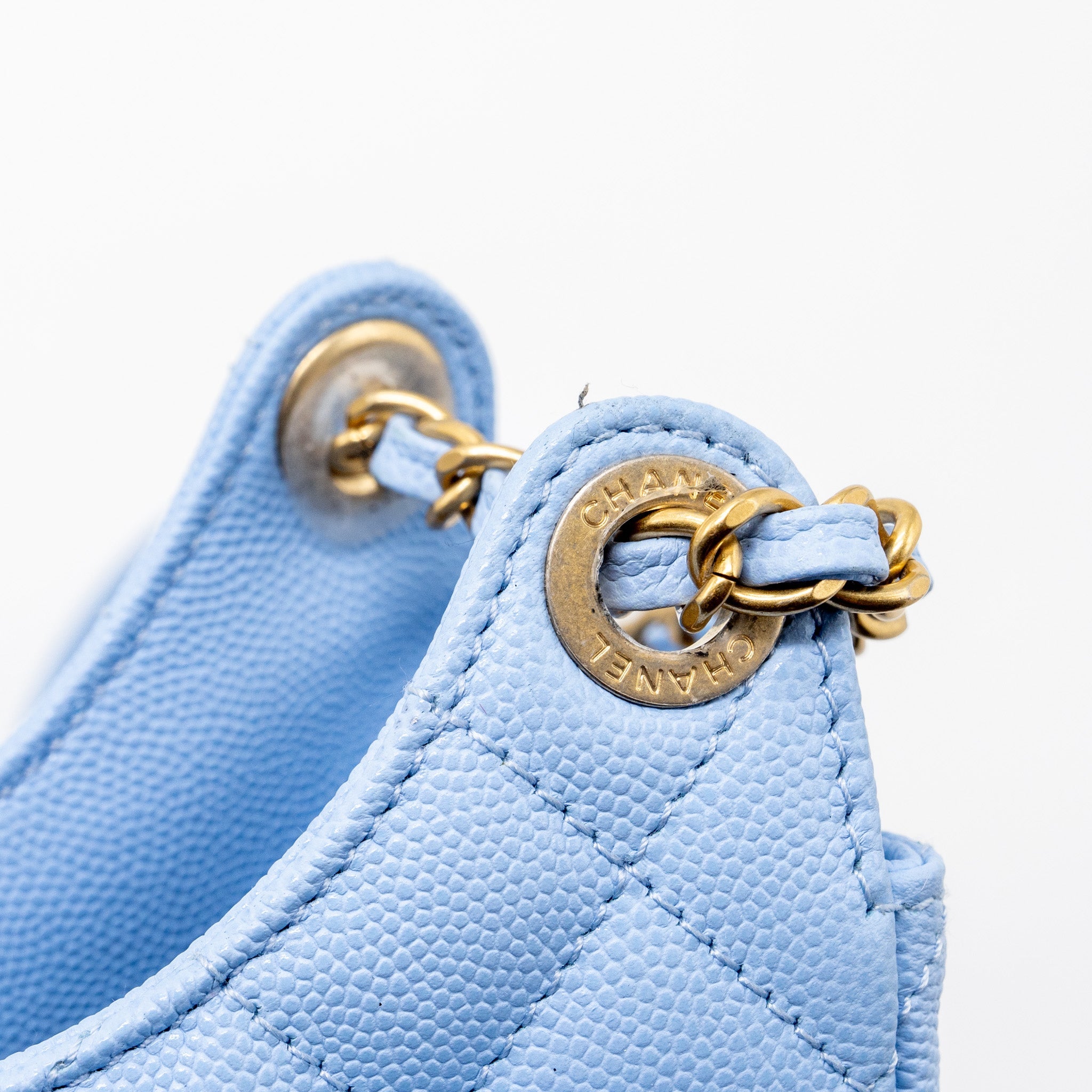 CHANEL 23C SMALL HOBO BAG CAVIAR LIGHT BLUE GHW(MICROCHIP)
