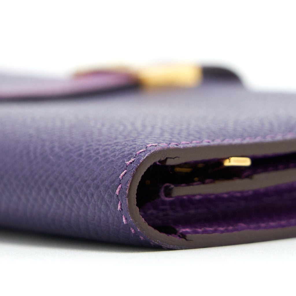 HERMES BEARN WALLET SPECIAL ORDER EPSOM MULTICOLOUR PURPLE GHW