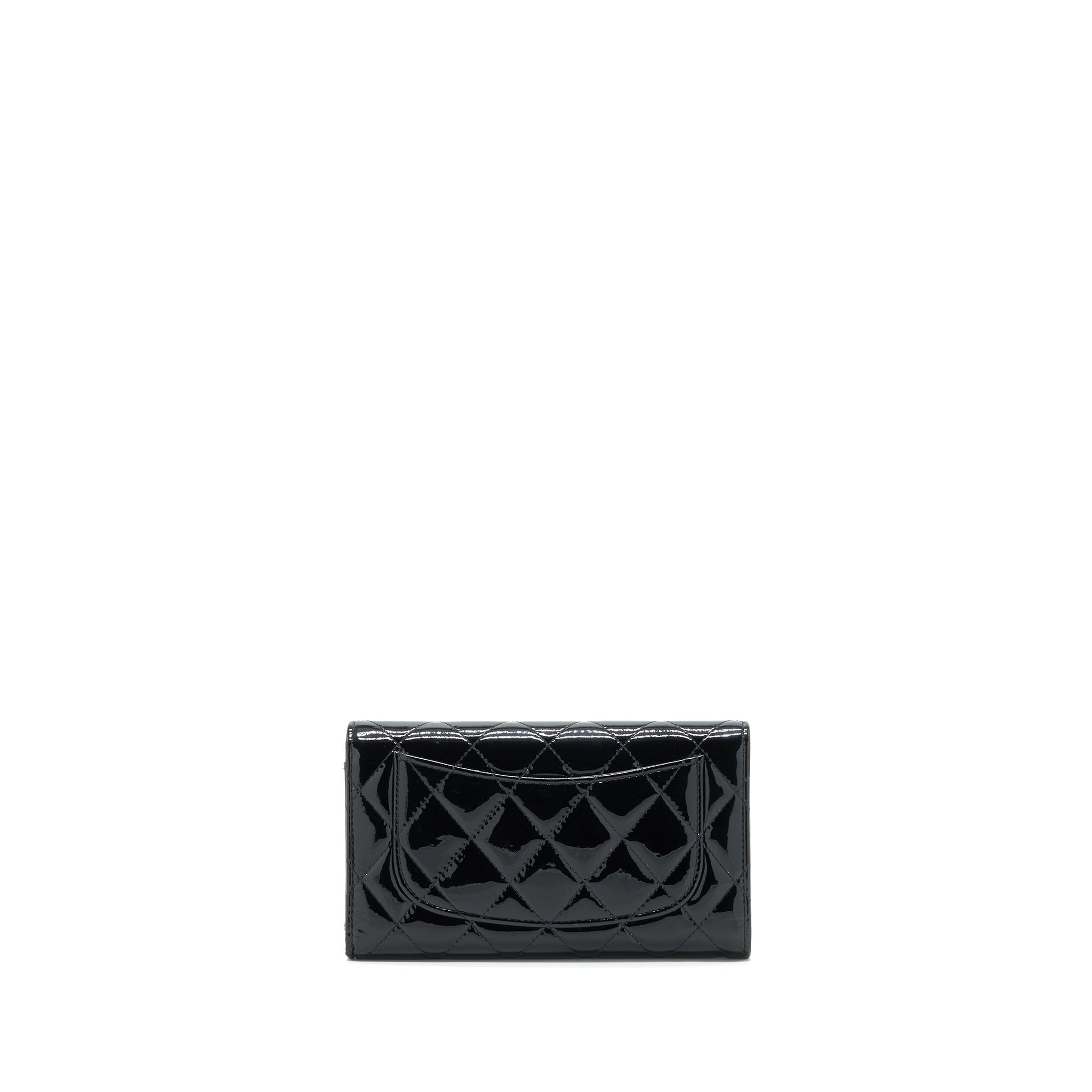 CHANEL CLASSIC FLAP LONG WALLET PATENT BLACK SHW