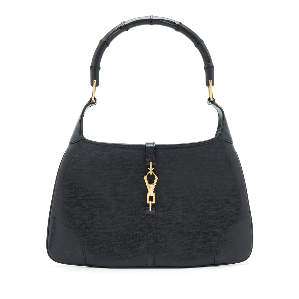 GUCCI VINTAGE JACKIE WITH BAMBOO HANDLE BLACK GHW