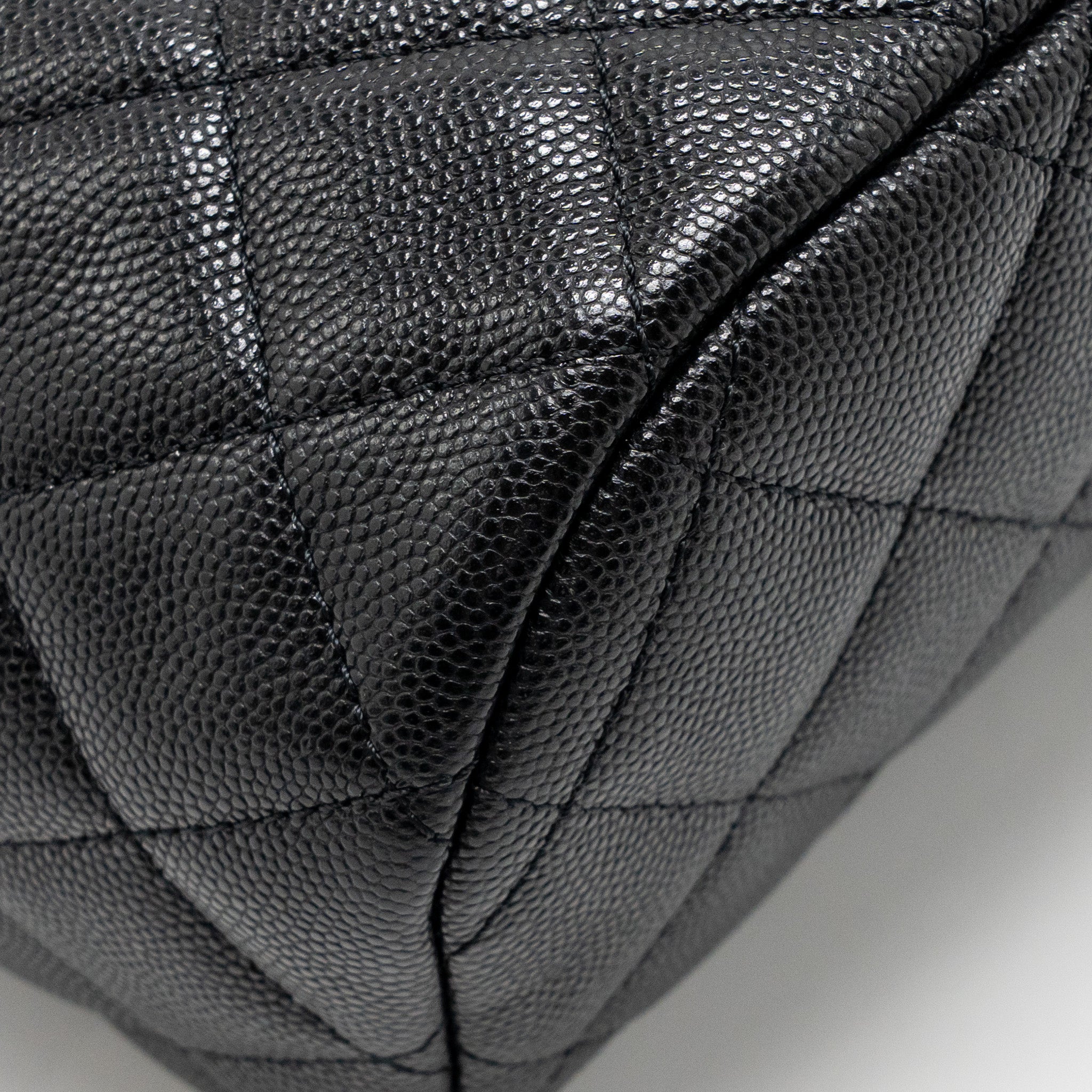 CHANEL QUILTED MINI BACKPACK CAVIAR BLACK LGHW (MICROCHIP)
