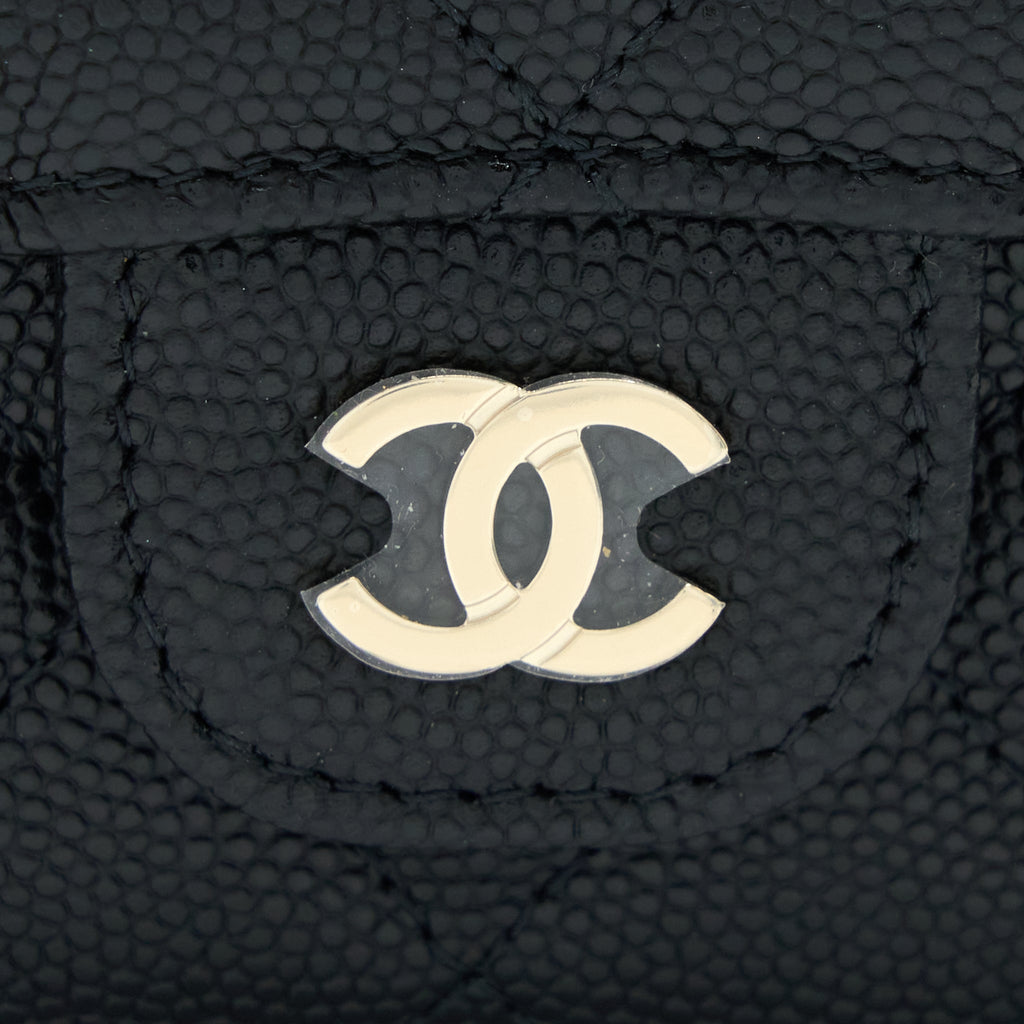 CHANEL SMALL COMPACT WALLET CAVIAR BLACK LGHW