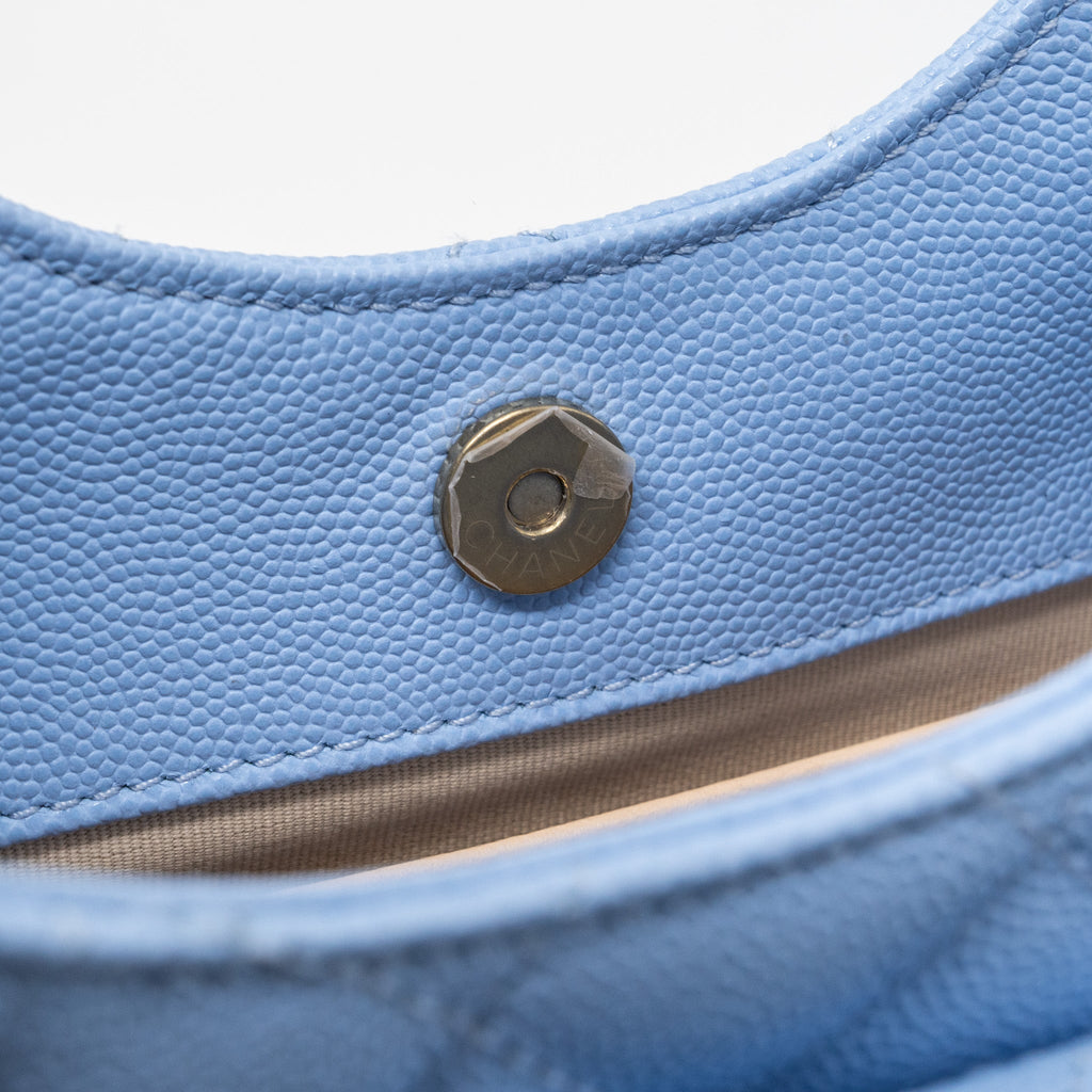 CHANEL 23C SMALL HOBO BAG CAVIAR LIGHT BLUE GHW(MICROCHIP)
