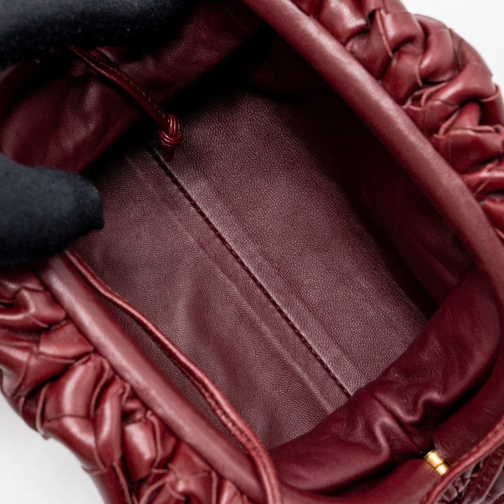 BOTTEGA VENETA MINI POUCH LAMBSKIN DARK RED GHW