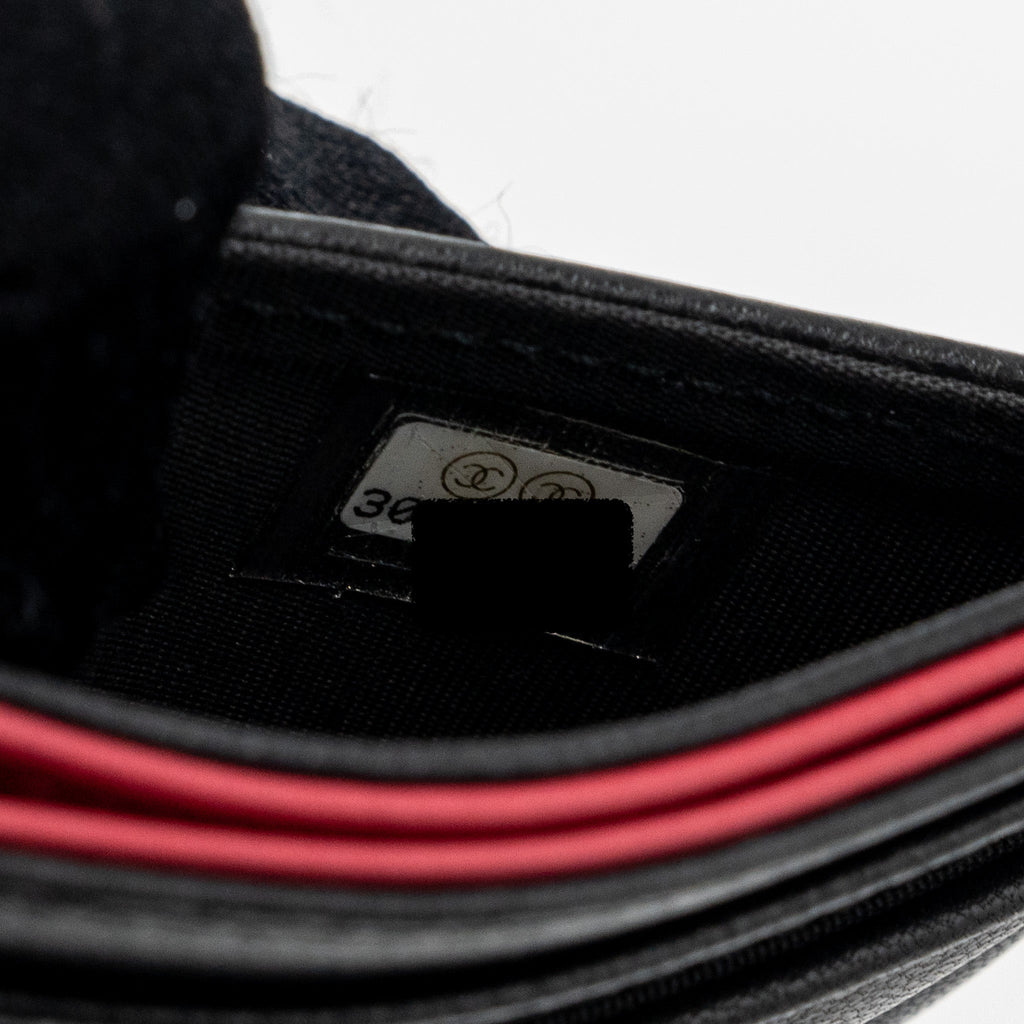 CHANEL 19 CARDHOLDER LAMBSKIN BLACK GHW