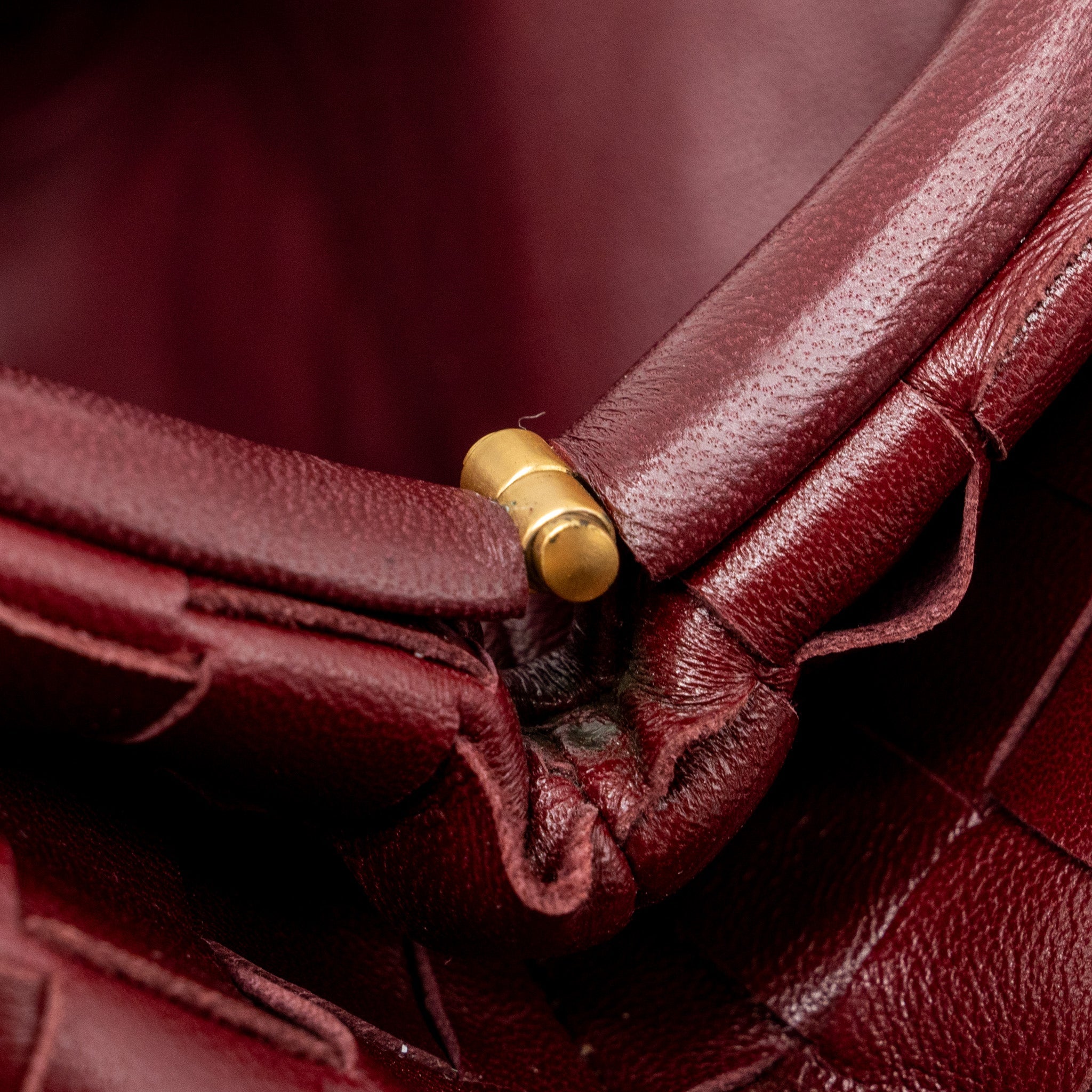 BOTTEGA VENETA MINI POUCH LAMBSKIN DARK RED GHW