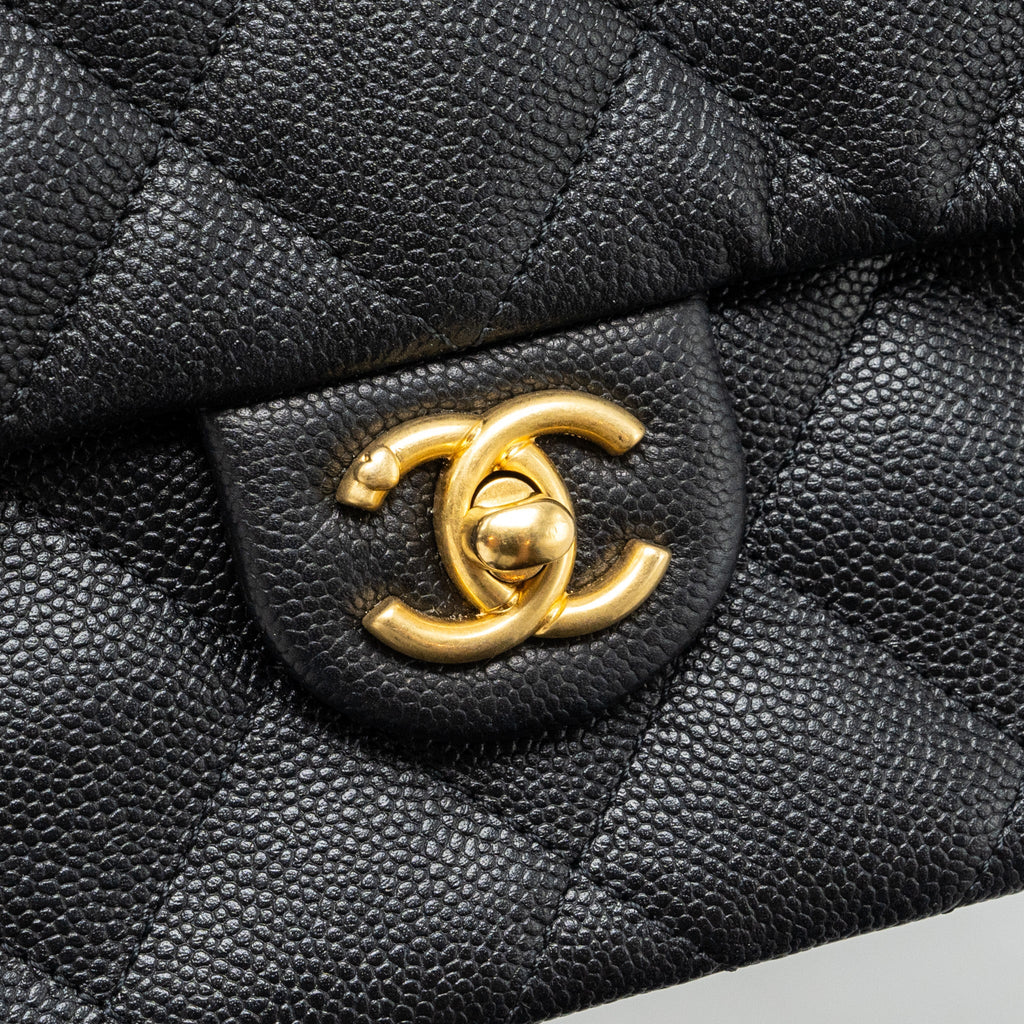 CHANEL COCO LOVE FLAP BAG ADJUSTABLE CHAIN CAVIAR BLACK GHW (MICROCHIP)