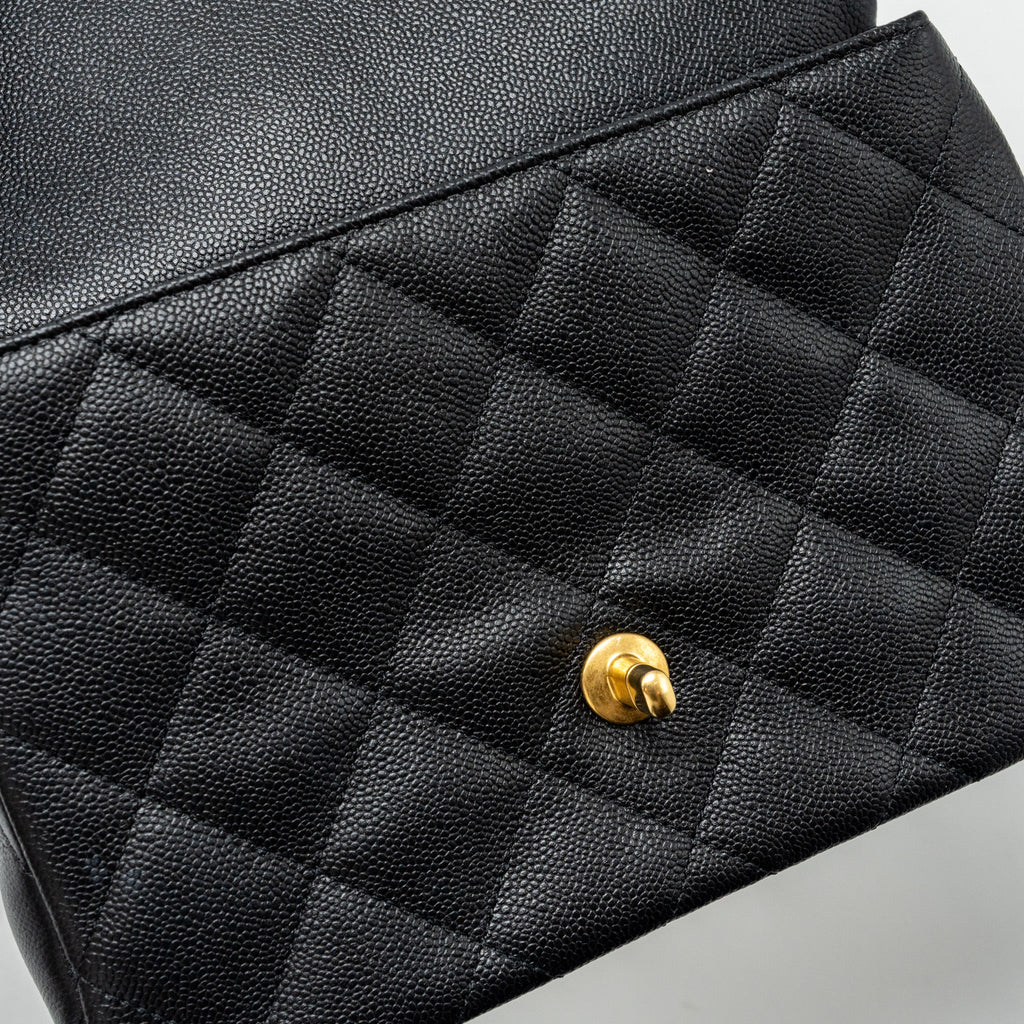 CHANEL COCO LOVE FLAP BAG ADJUSTABLE CHAIN CAVIAR BLACK GHW (MICROCHIP)