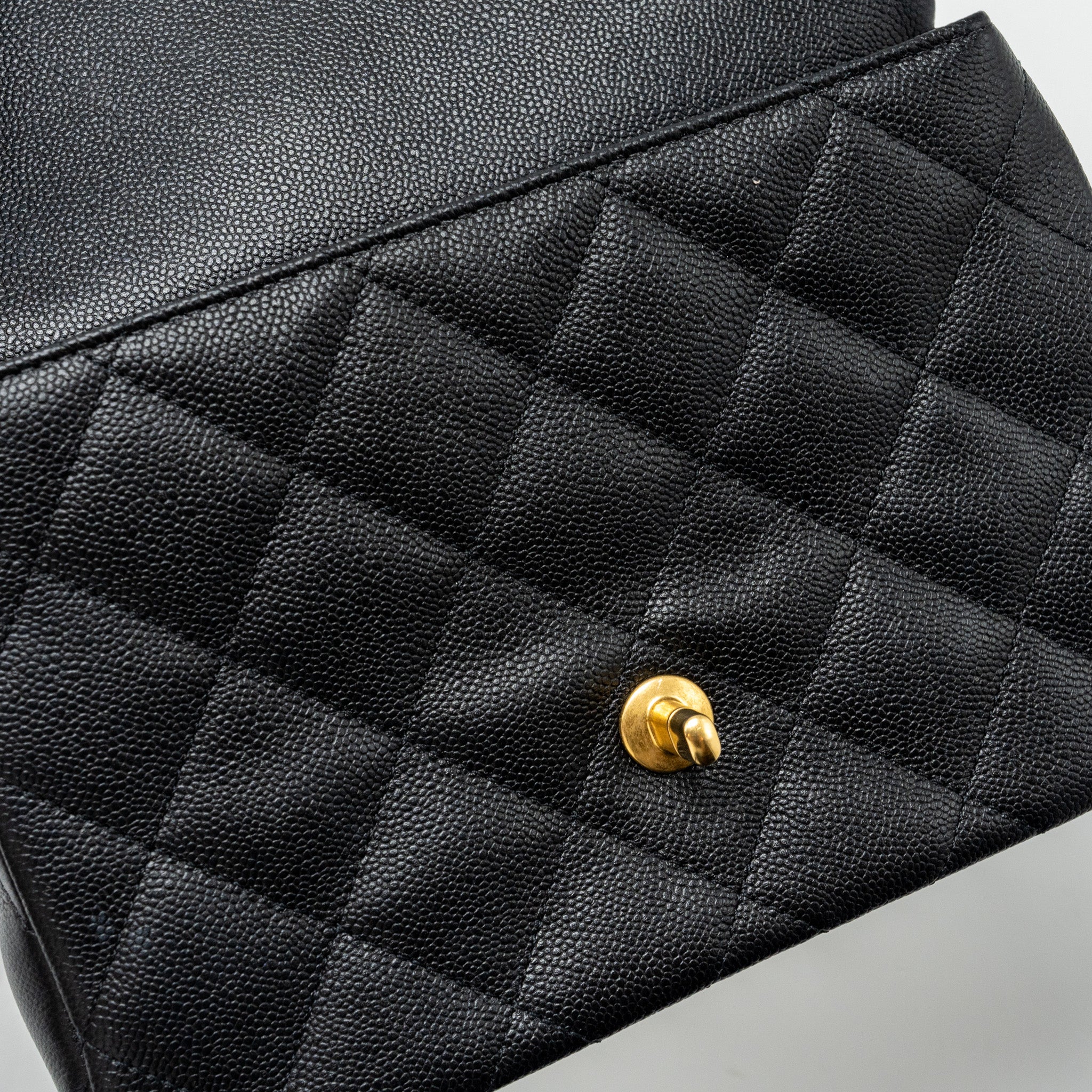 CHANEL COCO LOVE FLAP BAG ADJUSTABLE CHAIN CAVIAR BLACK GHW (MICROCHIP)