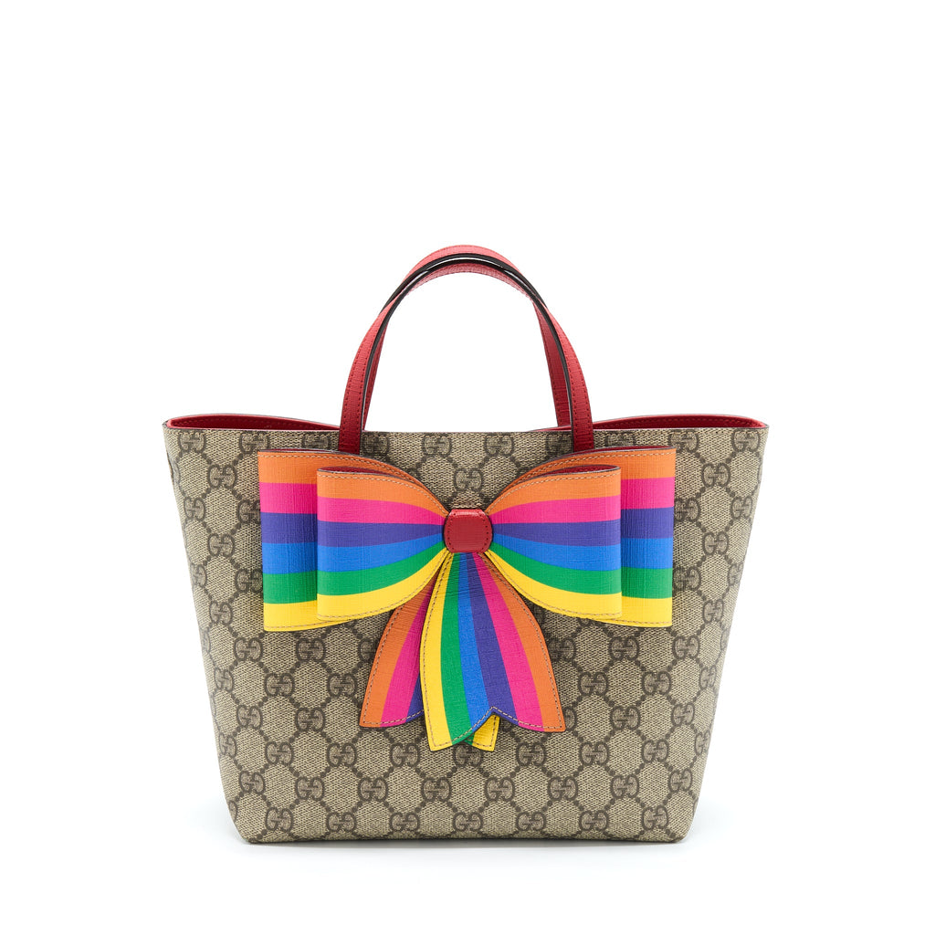 GUCCI CHILDREN'S GG SUPREME/MULTICOLOUR BOW TOTE