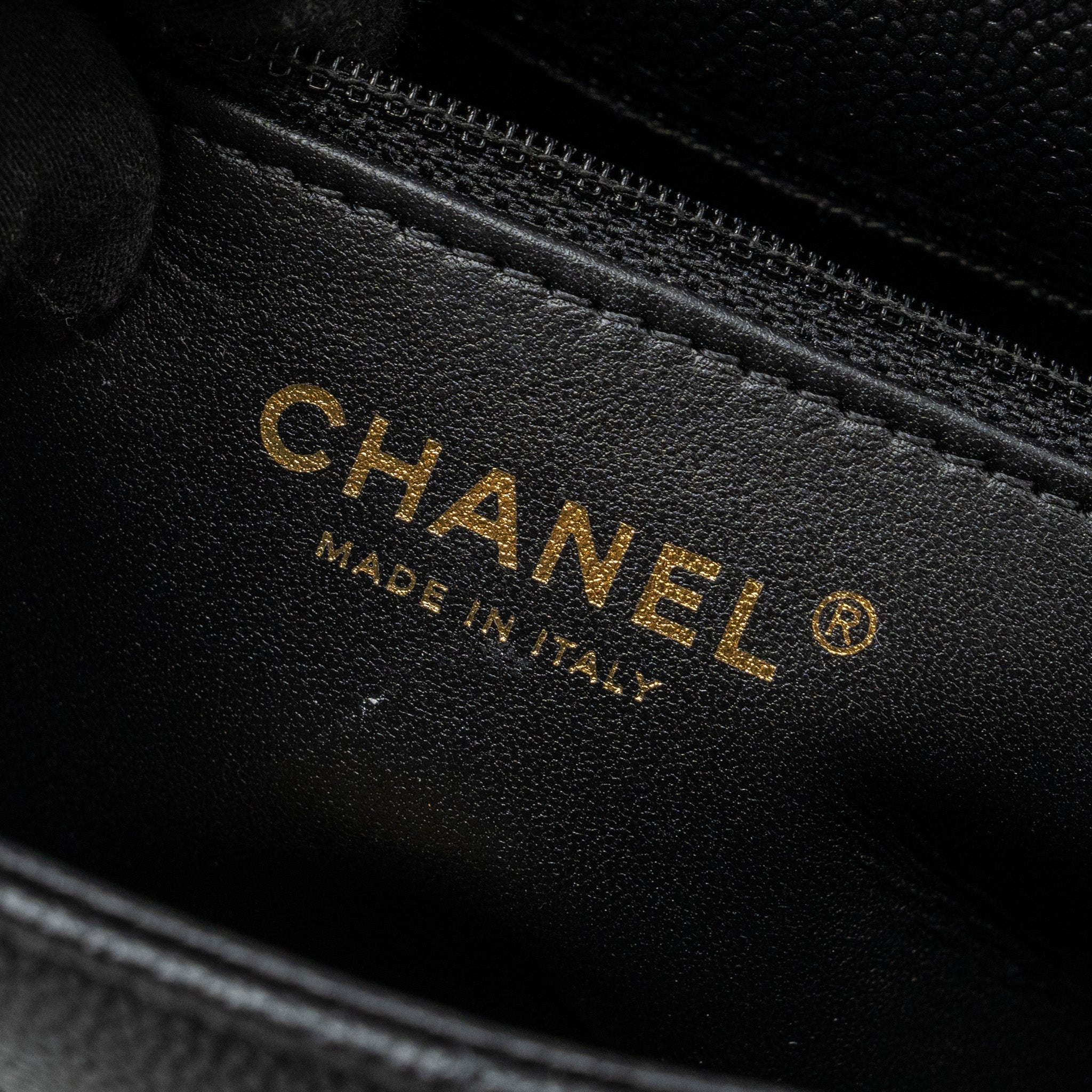 CHANEL COCO LOVE FLAP BAG ADJUSTABLE CHAIN CAVIAR BLACK GHW (MICROCHIP)