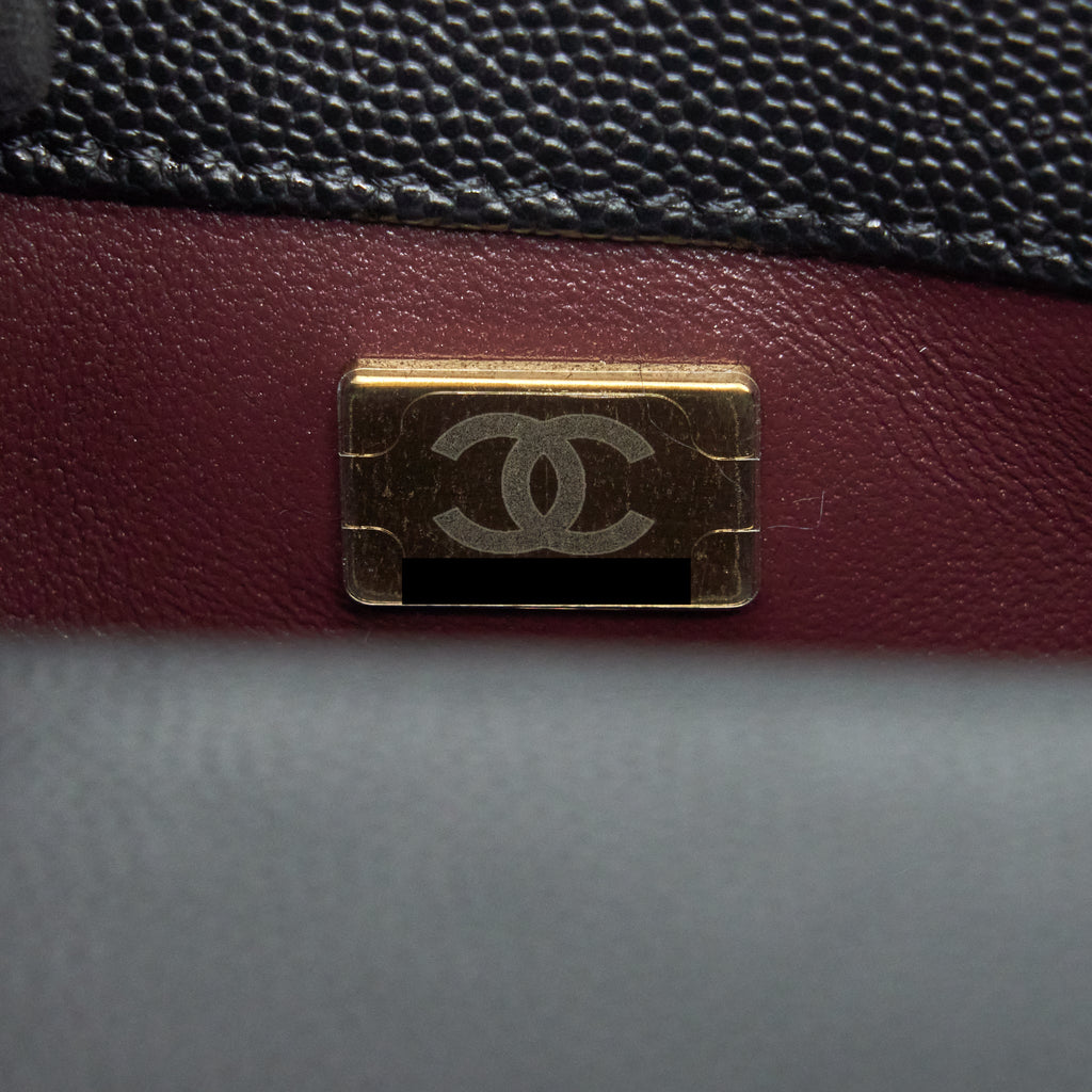 CHANEL MINI COCO HANDLE CAVIAR BLACK LGHW (MICROCHIP)