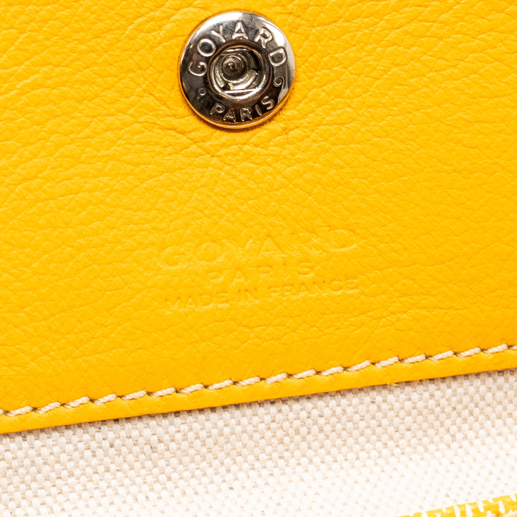 GOYARD SAINT LOUIS PM TOTE BAG GOYARDINE CANVAS/CALFSKIN LEATHER YELLOW SHW