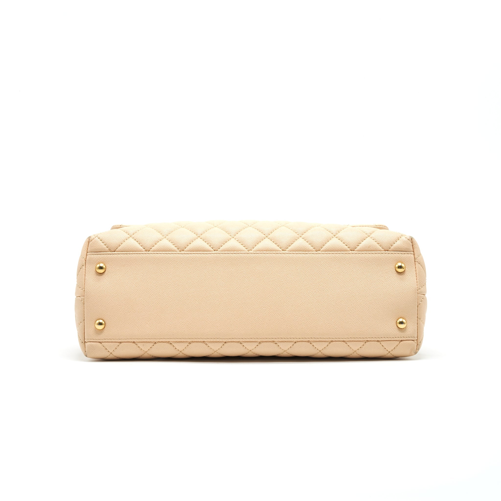 CHANEL CAVIER LARGE COCO HANDLE FLAP BAG BEIGE GHW