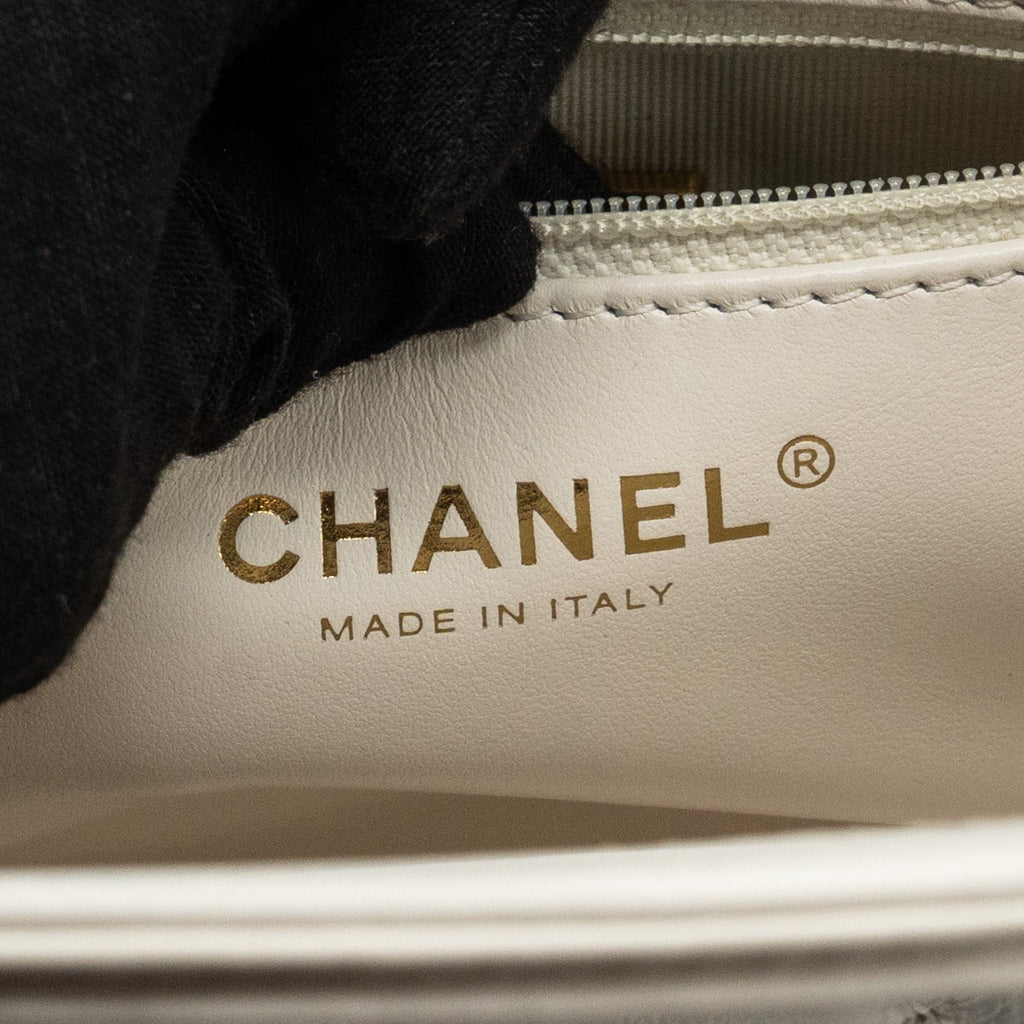 CHANEL MINI KELLY SHOPPING TOTE CALFSKIN WHITE GHW (MICROCHIP)