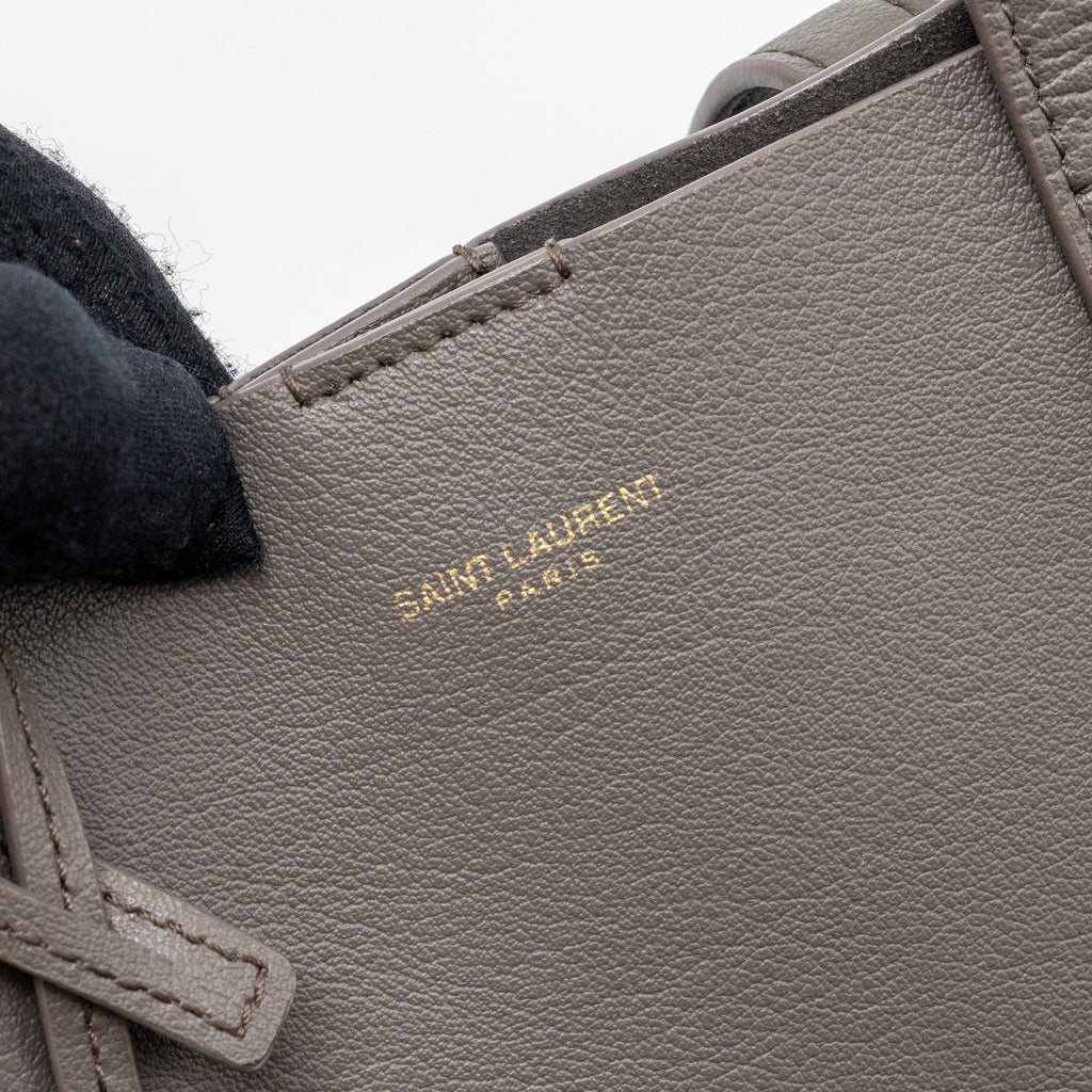 SAINT LAURENT TOY SHOPPING NORTH / SOUTH BAG LEATHER GREY GHW