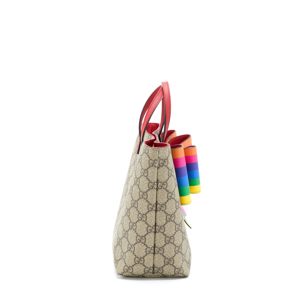 GUCCI CHILDREN'S GG SUPREME/MULTICOLOUR BOW TOTE