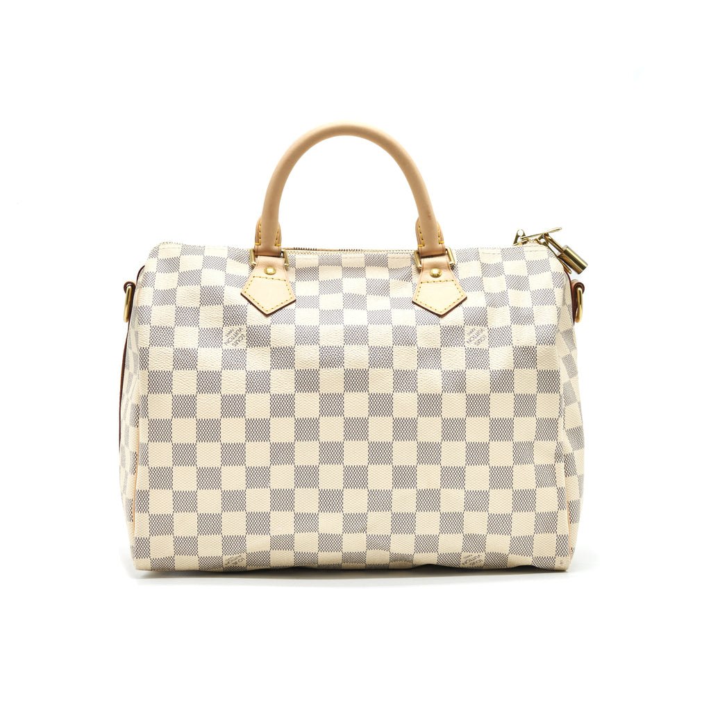 LOUIS VUITTON SPEEDY 30 WITH STRAP DAMIER AZUR CANVAS
