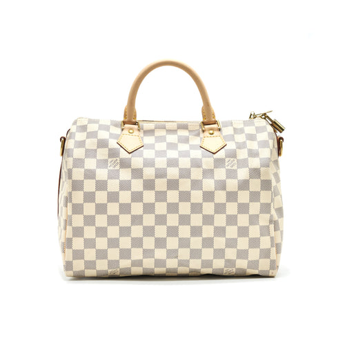 LOUIS VUITTON SPEEDY 30 WITH STRAP DAMIER AZUR CANVAS