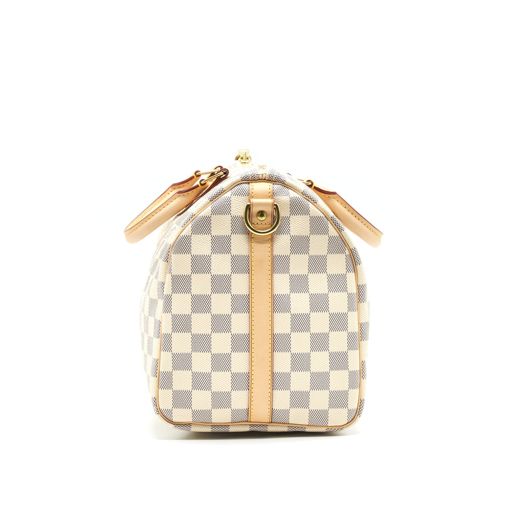 LOUIS VUITTON SPEEDY 30 WITH STRAP DAMIER AZUR CANVAS