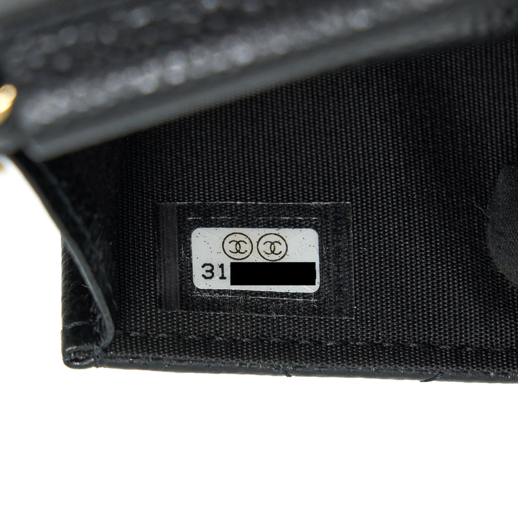 CHANEL 21A FLAP CARD HOLDER WITH CHAIN BLACK GHW