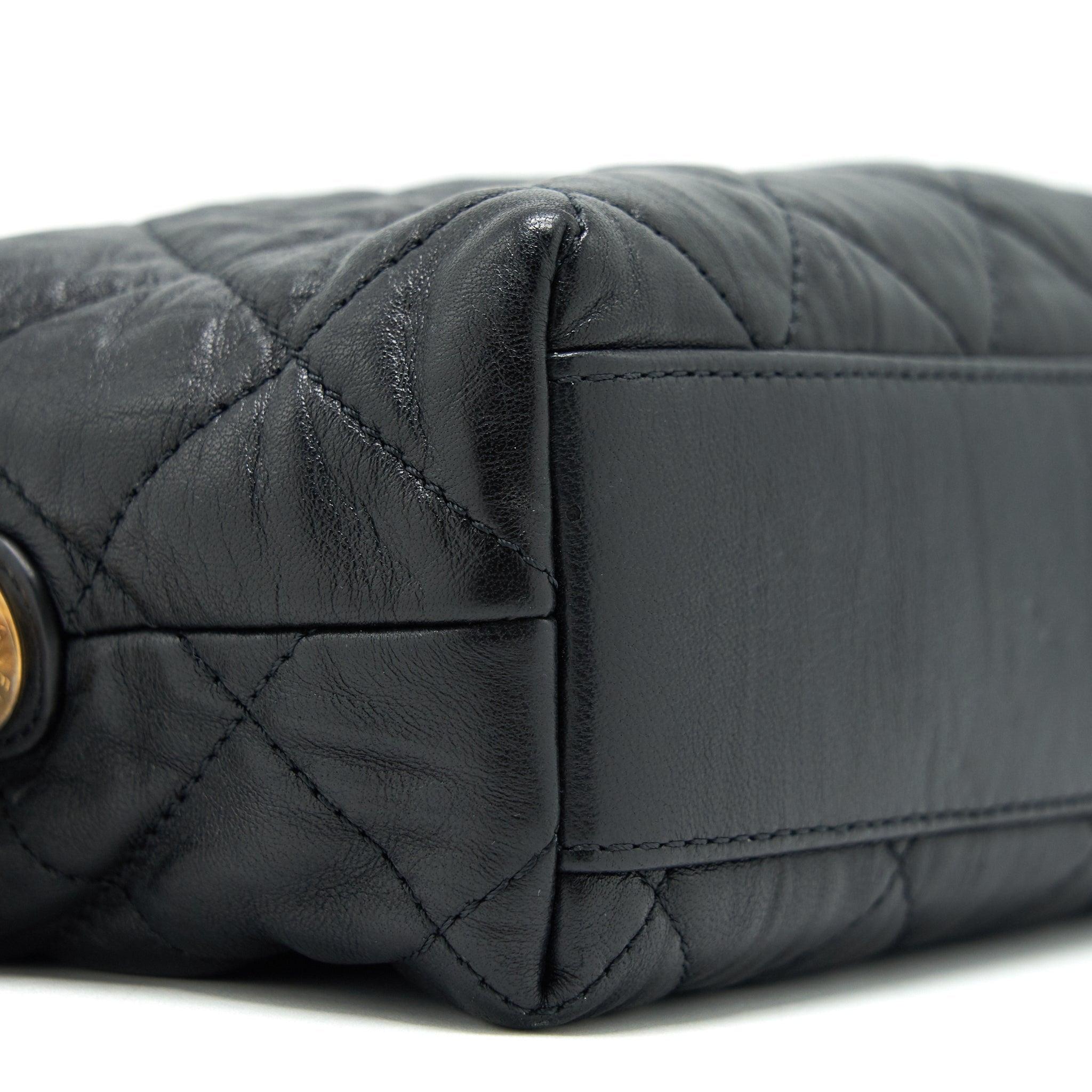CHANEL SMALL CC WRAPPED STRAP BAG LAMBSKIN BLACK IN CRUMPLED GHW