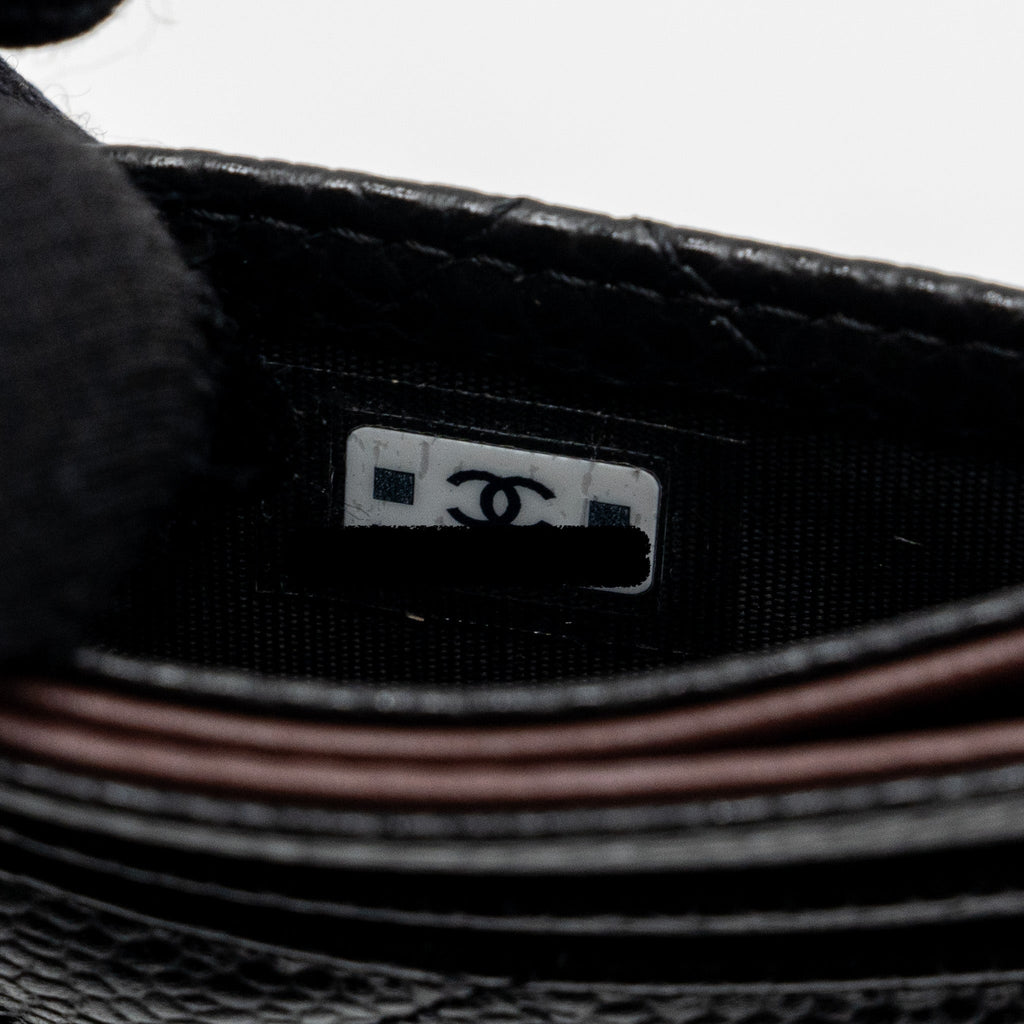 CHANEL CLASSIC CARD HOLDER CAVIAR BLACK GHW (MICROCHIP)
