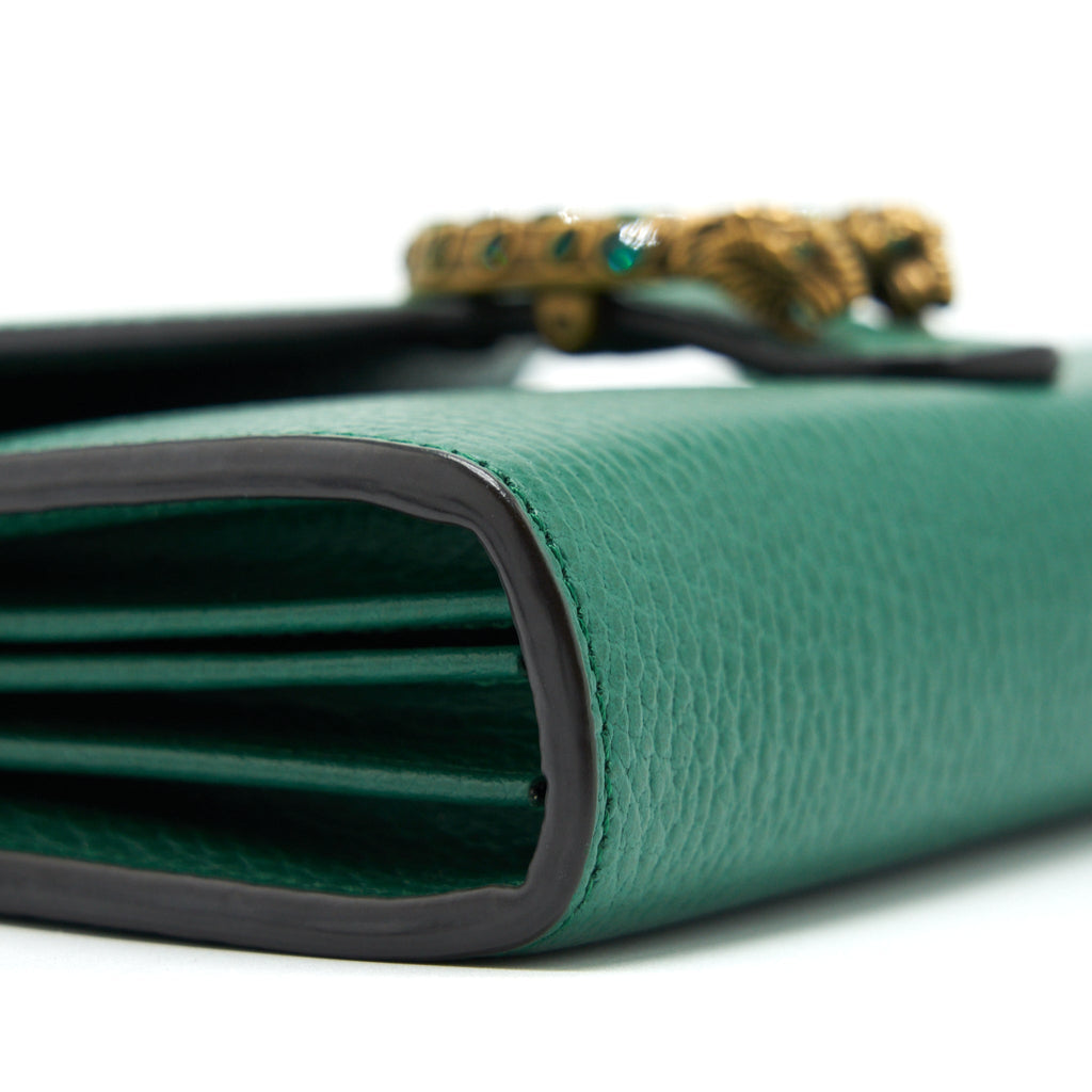 GUCCI DIONYSUS MINI CHAIN BAG GREEN WITH GOLD AND SILVER HARDWARE