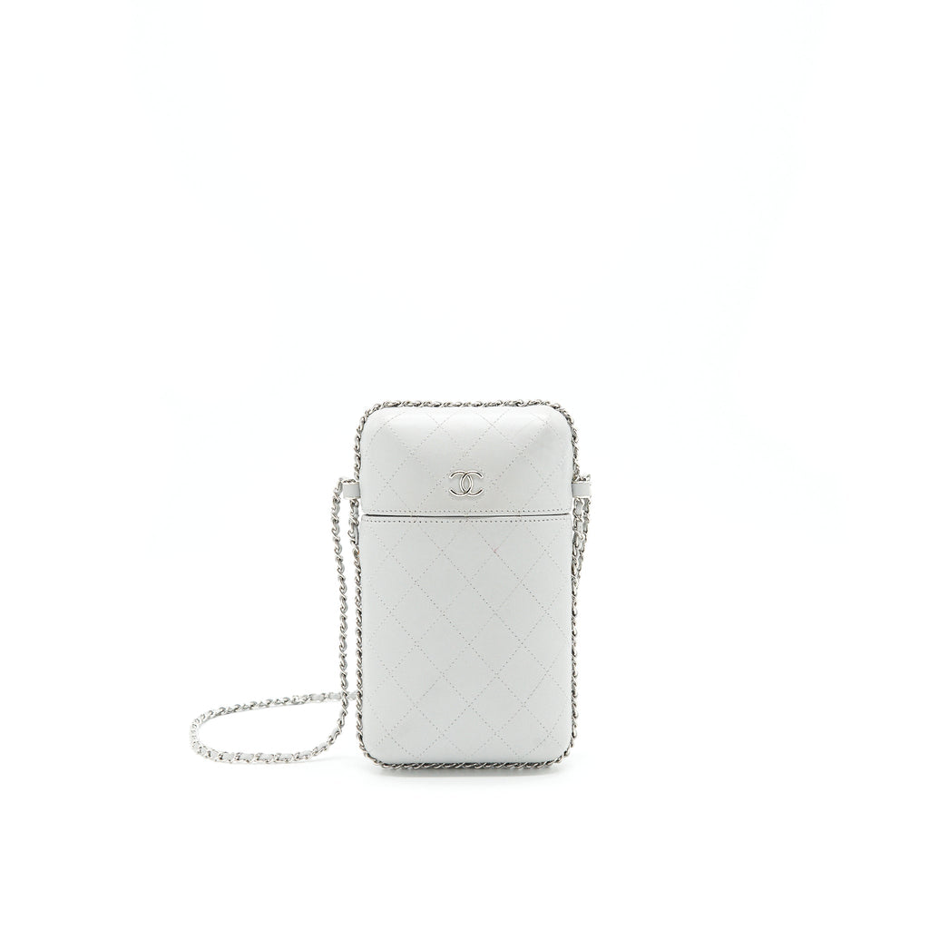 CHANEL GREY VANITY CASE FOR PHONE WITH CHAIN