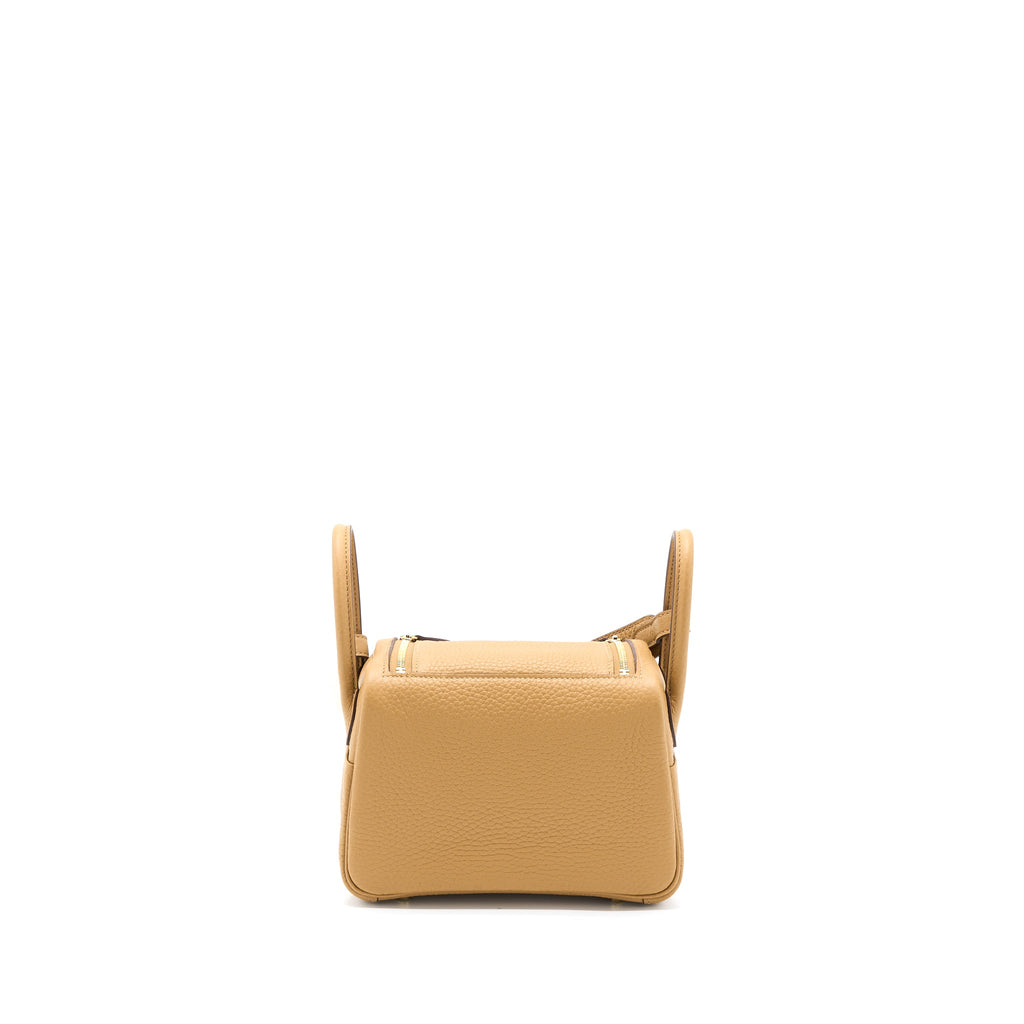 HERMES MINI LINDY CLEMENCE BISCUIT GHW
