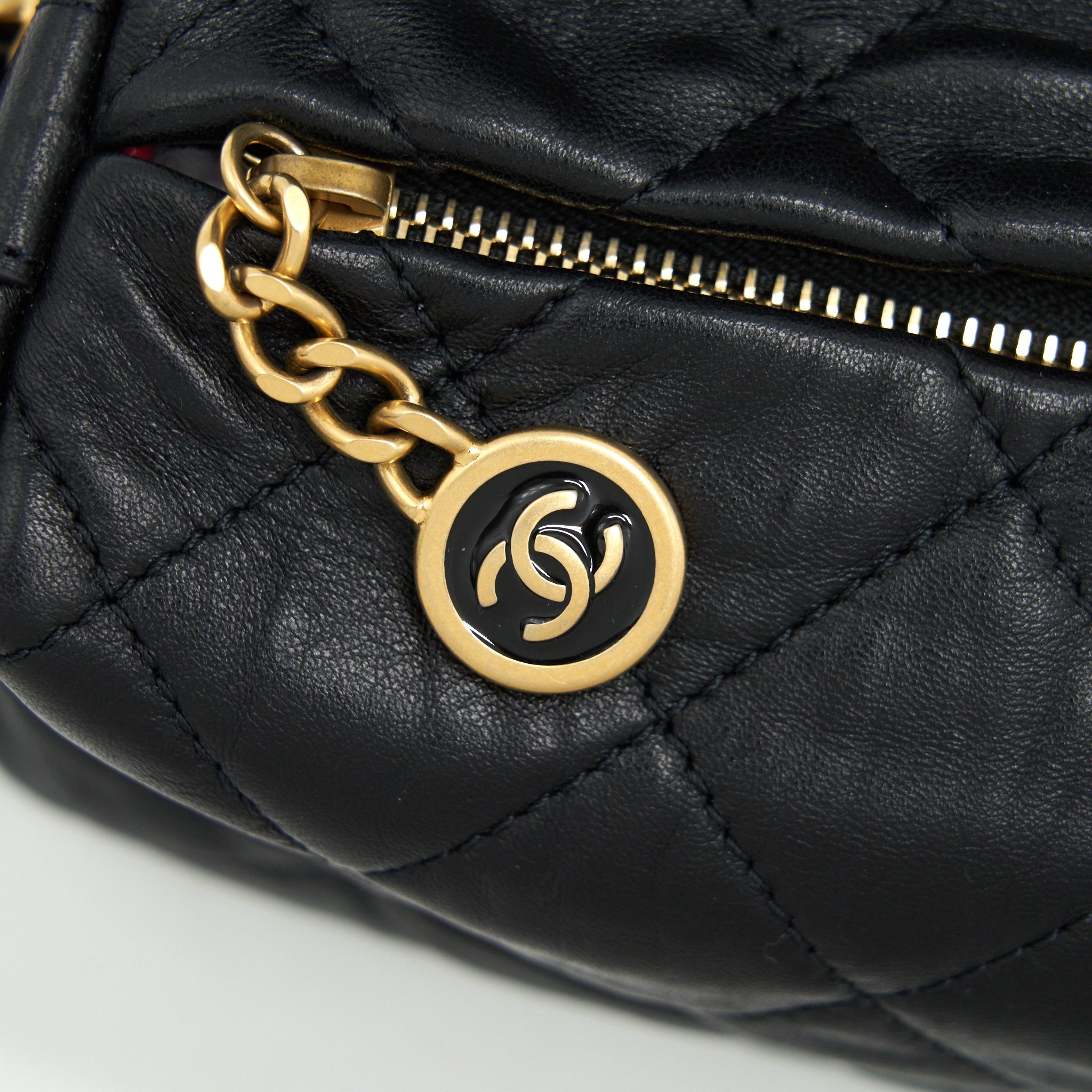 CHANEL SMALL CC WRAPPED STRAP BAG LAMBSKIN BLACK IN CRUMPLED GHW