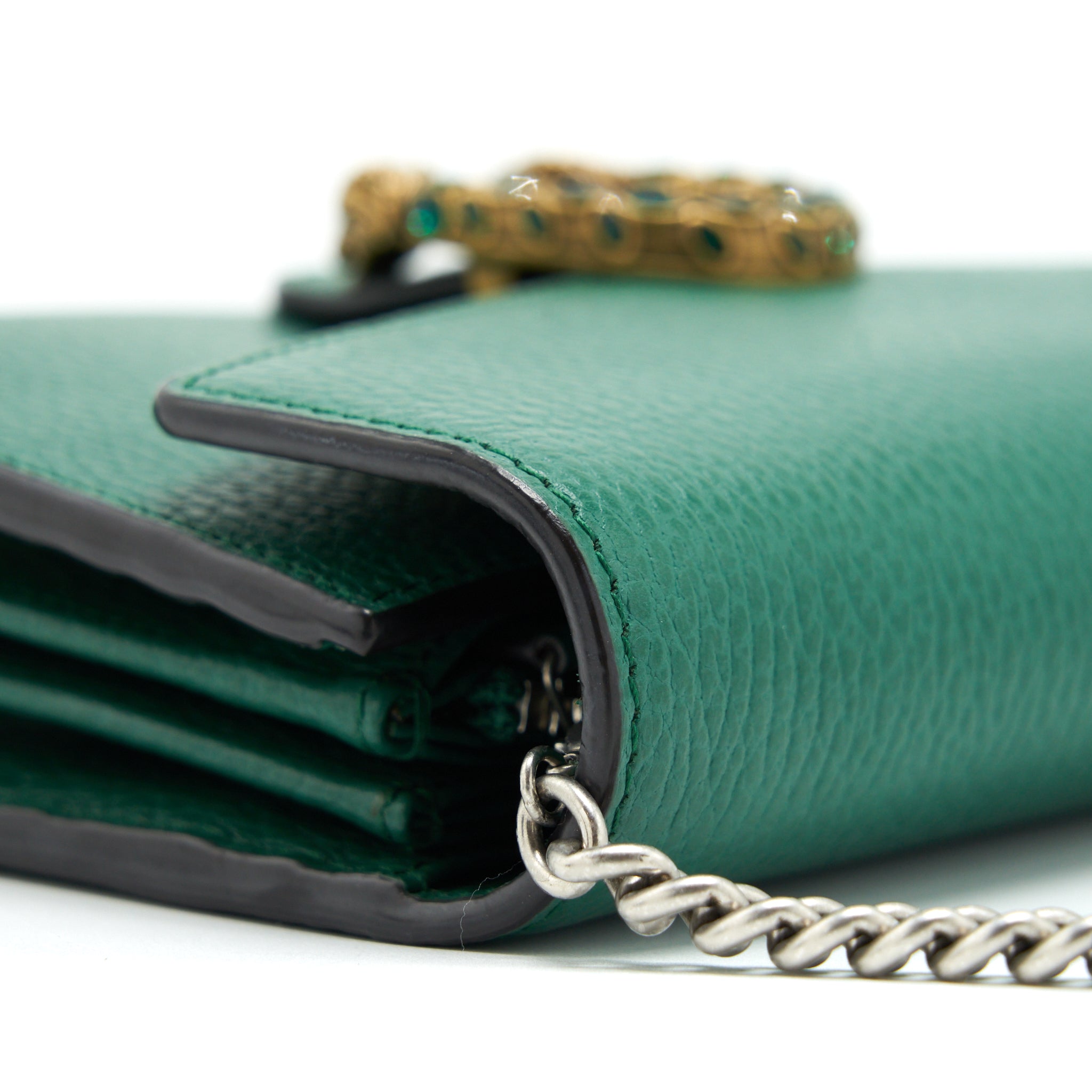 GUCCI DIONYSUS MINI CHAIN BAG GREEN WITH GOLD AND SILVER HARDWARE