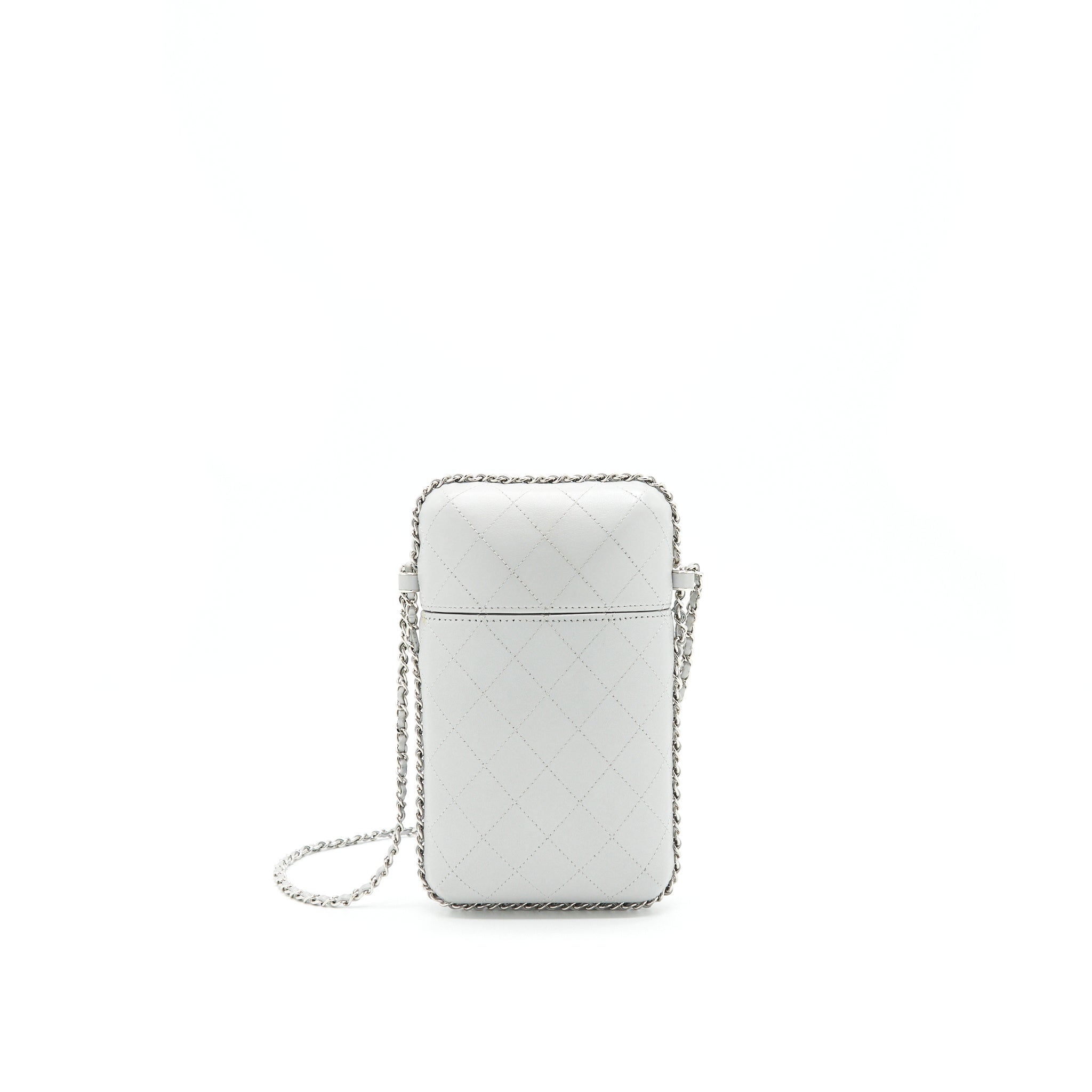 CHANEL GREY VANITY CASE FOR PHONE WITH CHAIN