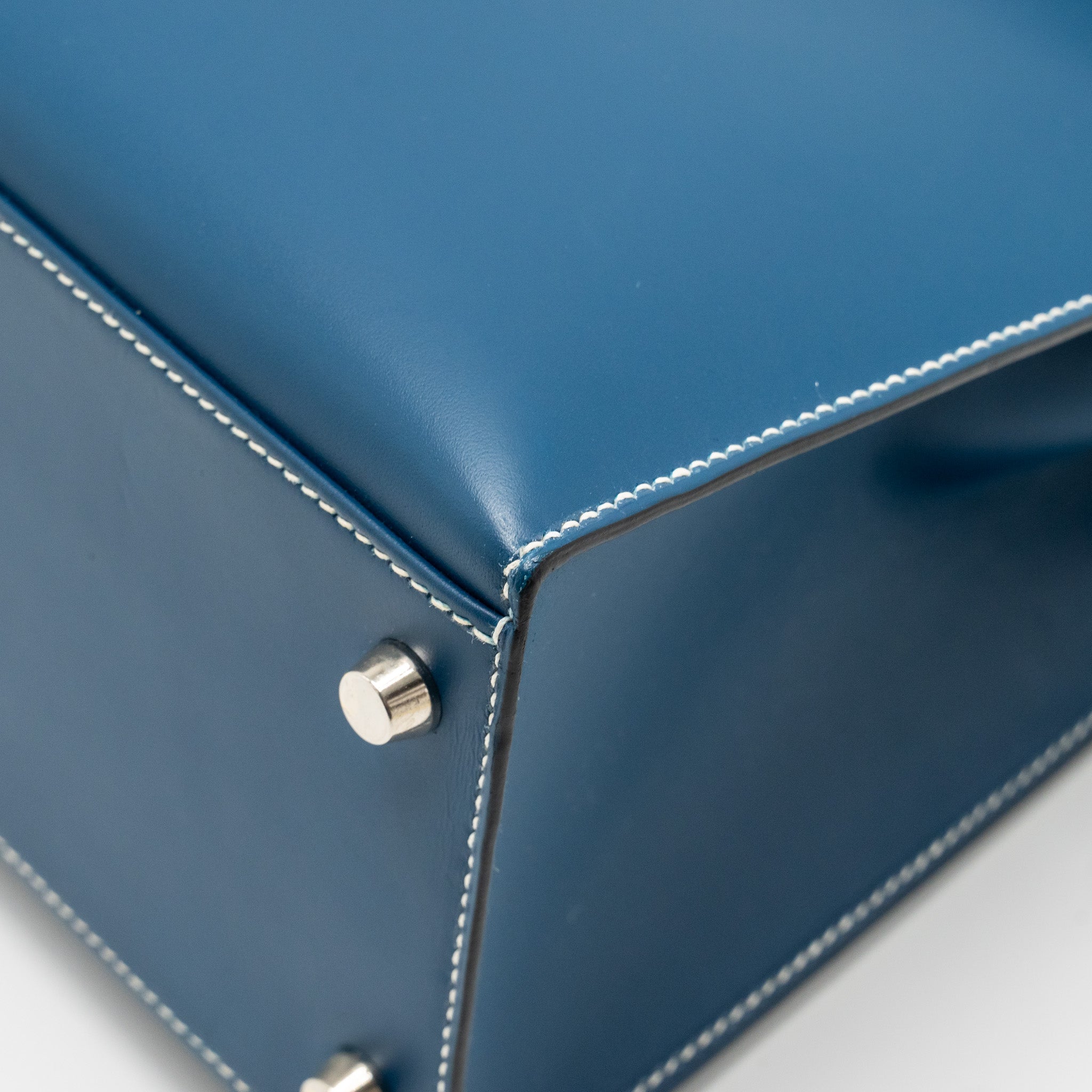 HERMES KELLY 28 CALFSKIN BLUE SHW SQUARE H